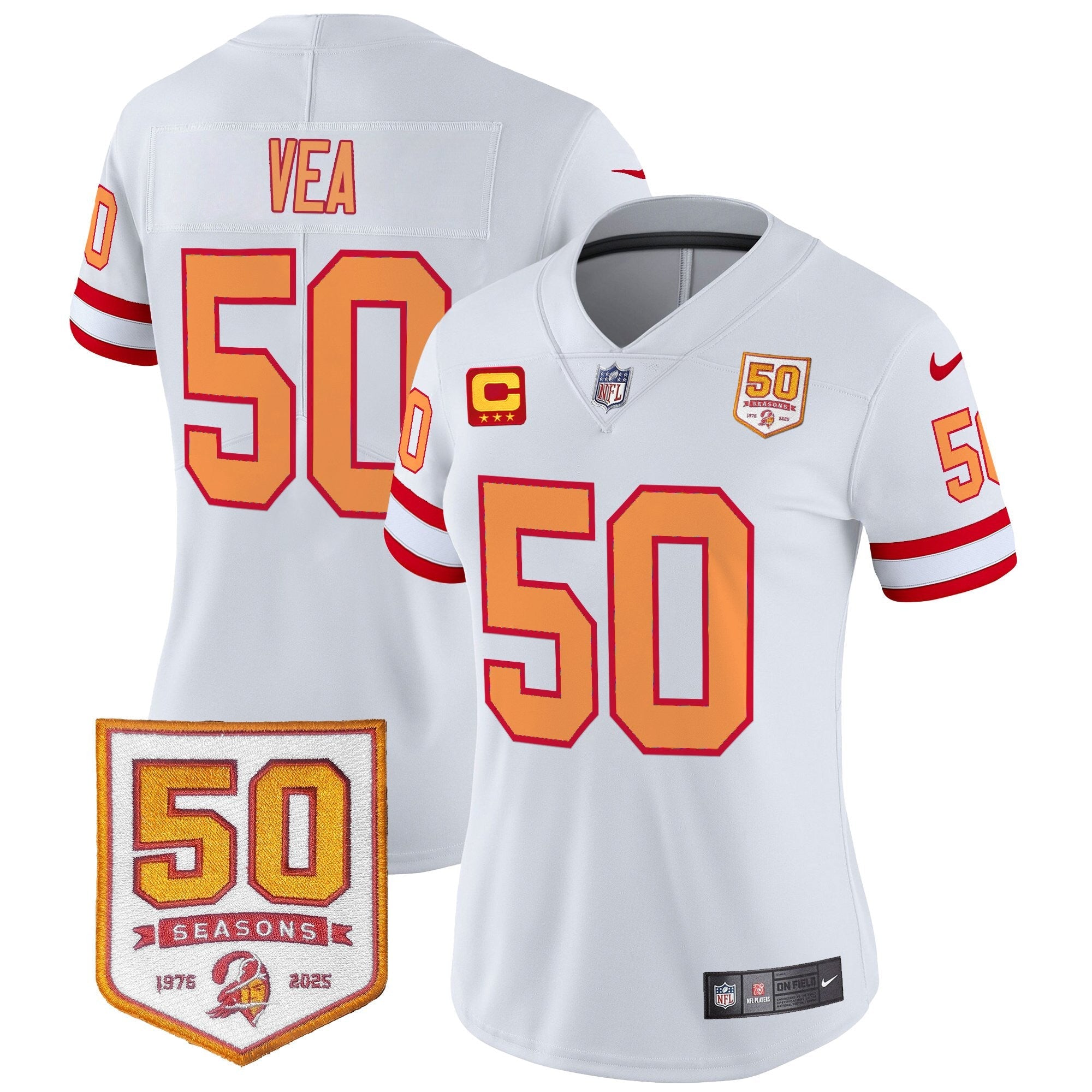 Women's Tampa Bay Buccaneers Throwback 50th Season Patch Vapor Limited Jersey - All Stitched