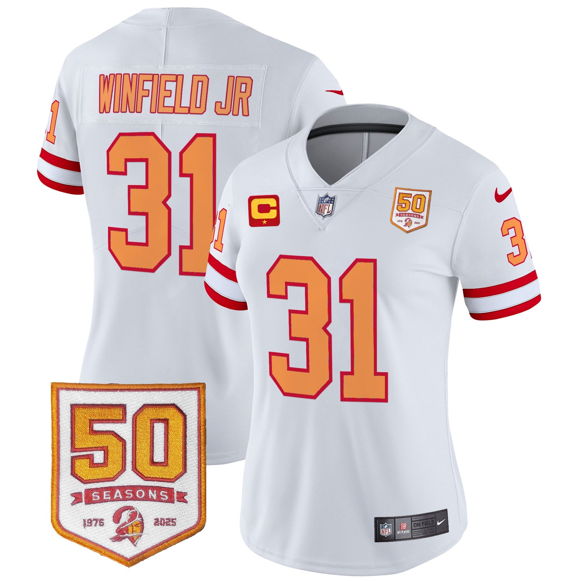 Women's Tampa Bay Buccaneers Throwback 50th Season Patch Vapor Limited Jersey - All Stitched