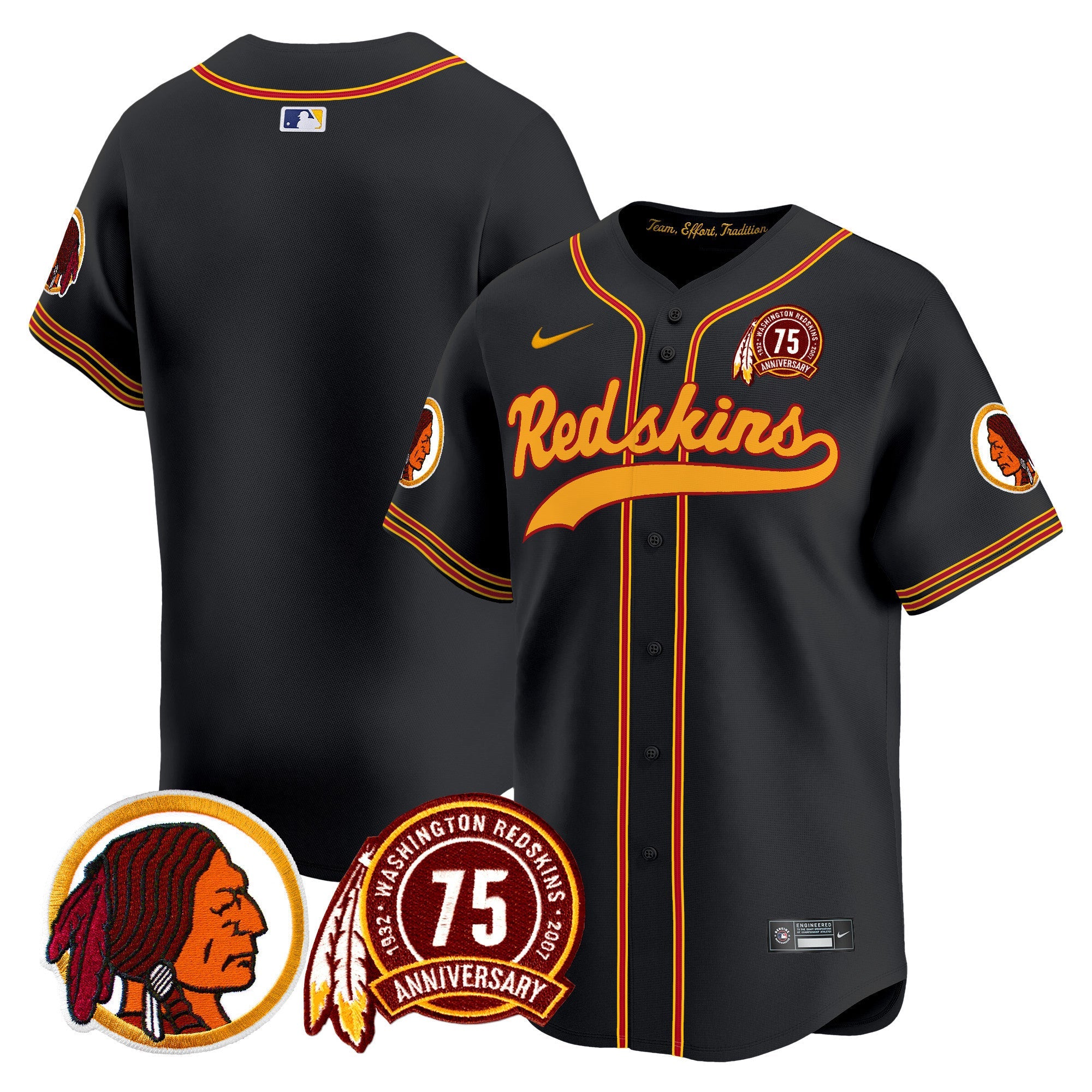 Men's Washington Redskins 75th Patch Throwback Vapor Premier Limited Jersey - All Stitched