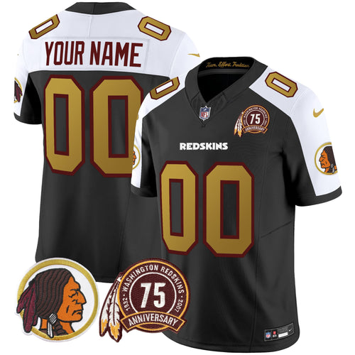 Custom Gender/Name Washington Redskins 75th Patch Throwback Vapor Limited Jersey V2 - All Stitched