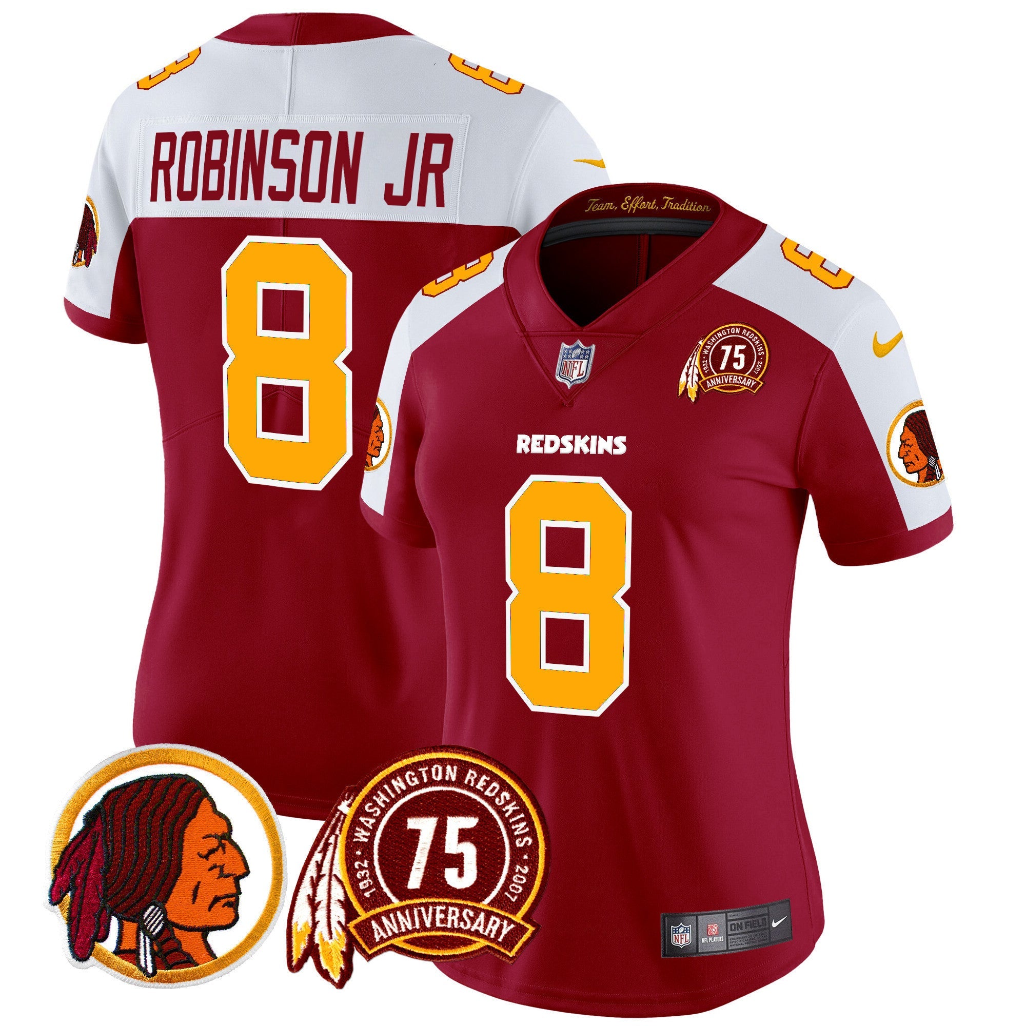 Women's Washington Redskins 75th Patch Throwback Vapor Limited Jersey - All Stitched