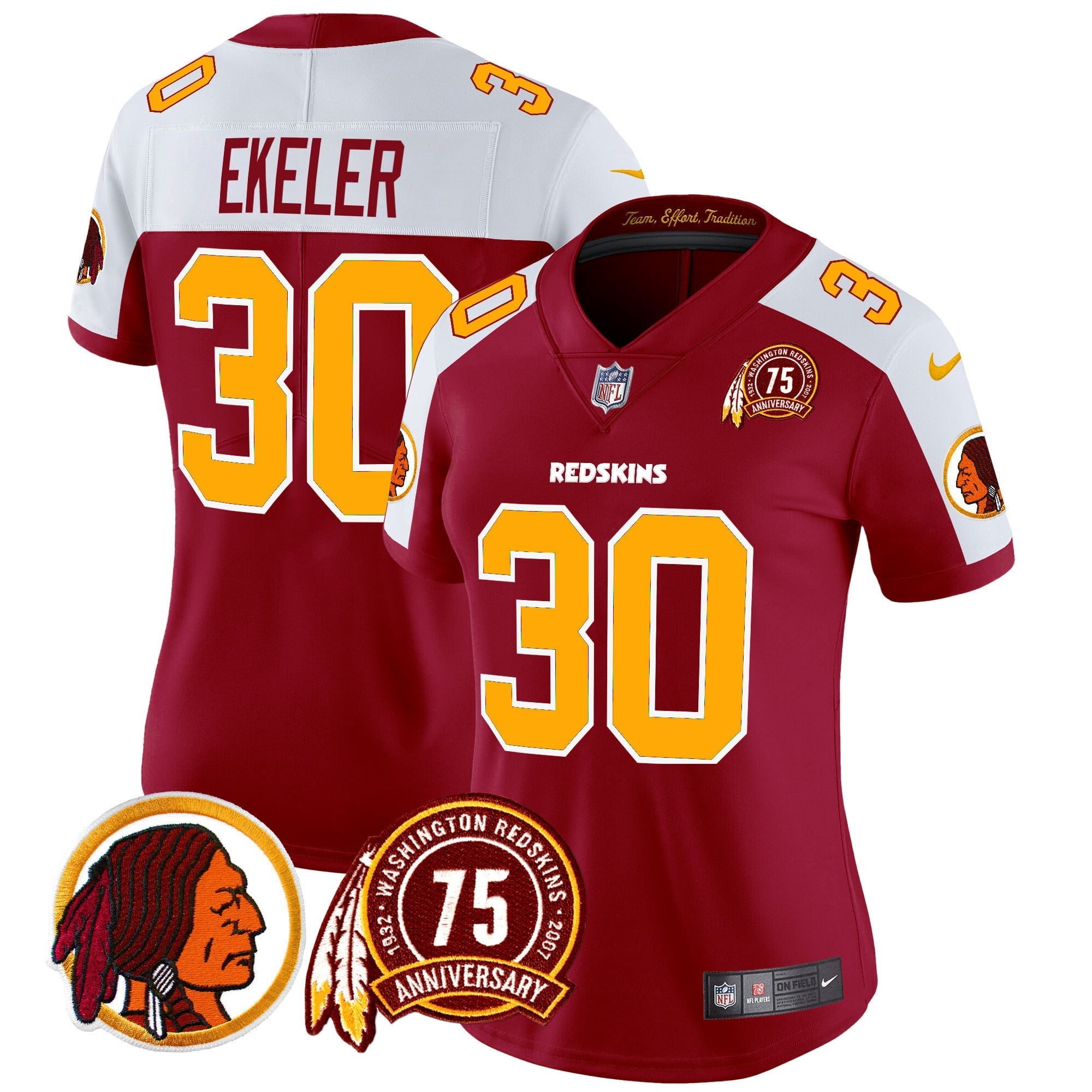 Women's Washington Redskins 75th Patch Throwback Vapor Limited Jersey - All Stitched