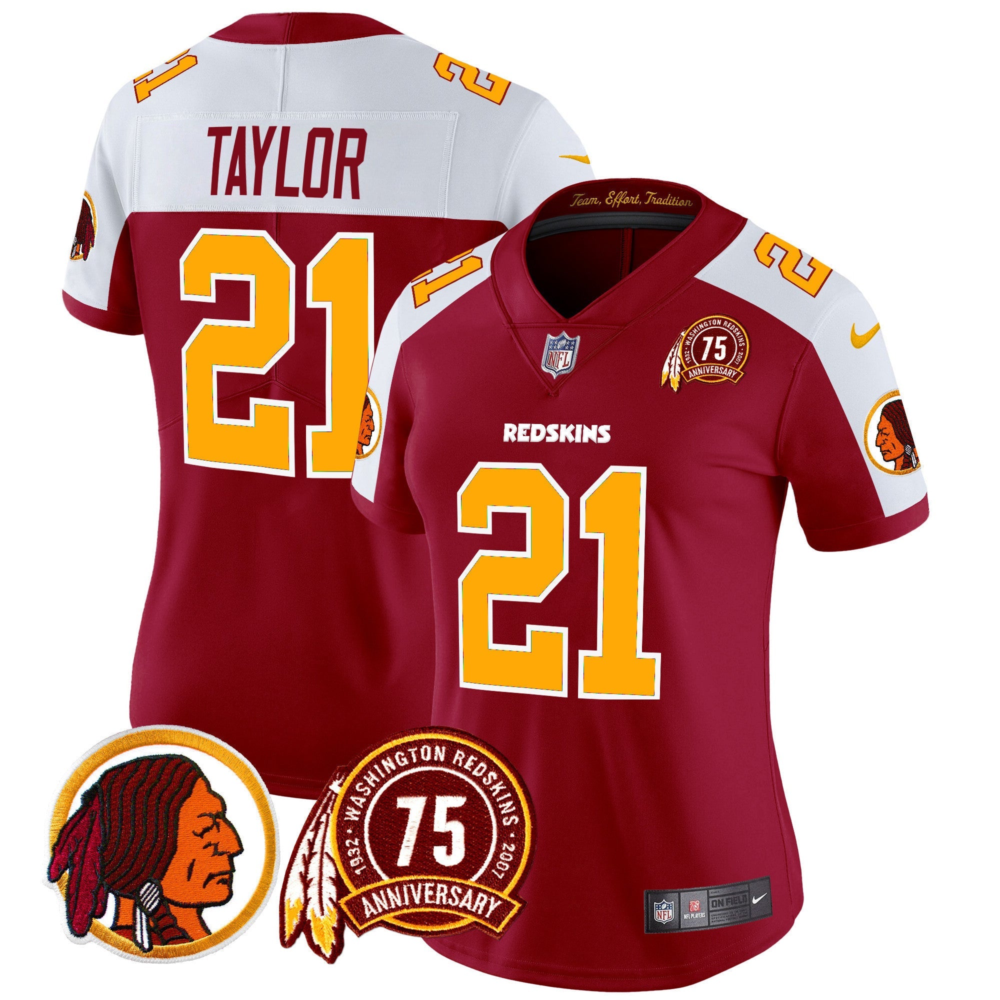 Women's Washington Redskins 75th Patch Throwback Vapor Limited Jersey - All Stitched