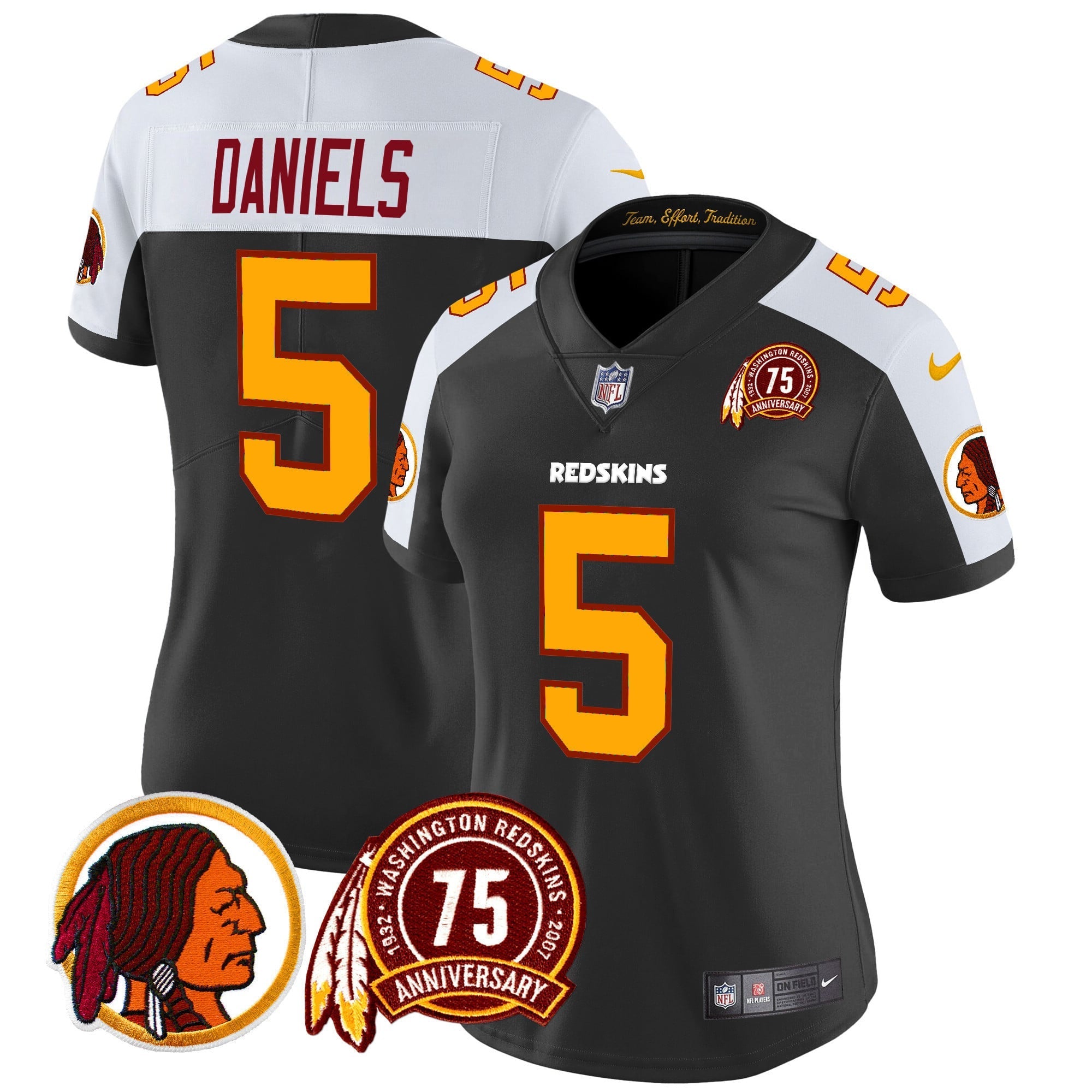 Women's Washington Redskins 75th Patch Throwback Vapor Limited Jersey - All Stitched