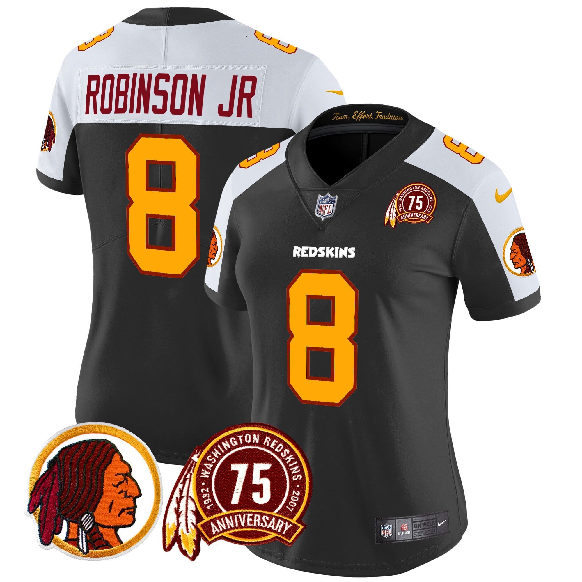Women's Washington Redskins 75th Patch Throwback Vapor Limited Jersey - All Stitched