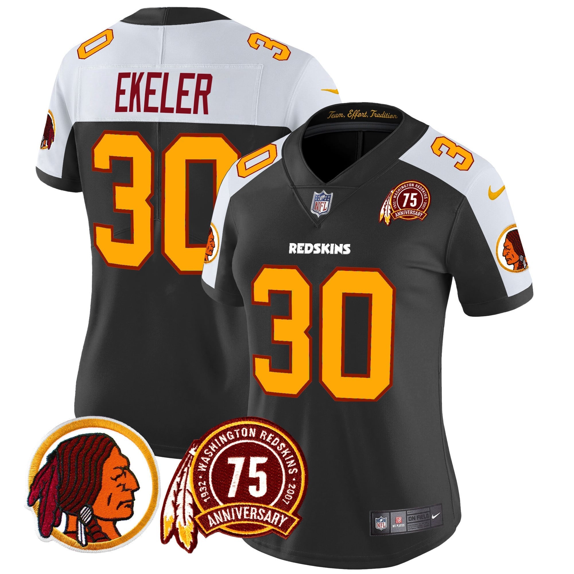 Women's Washington Redskins 75th Patch Throwback Vapor Limited Jersey - All Stitched