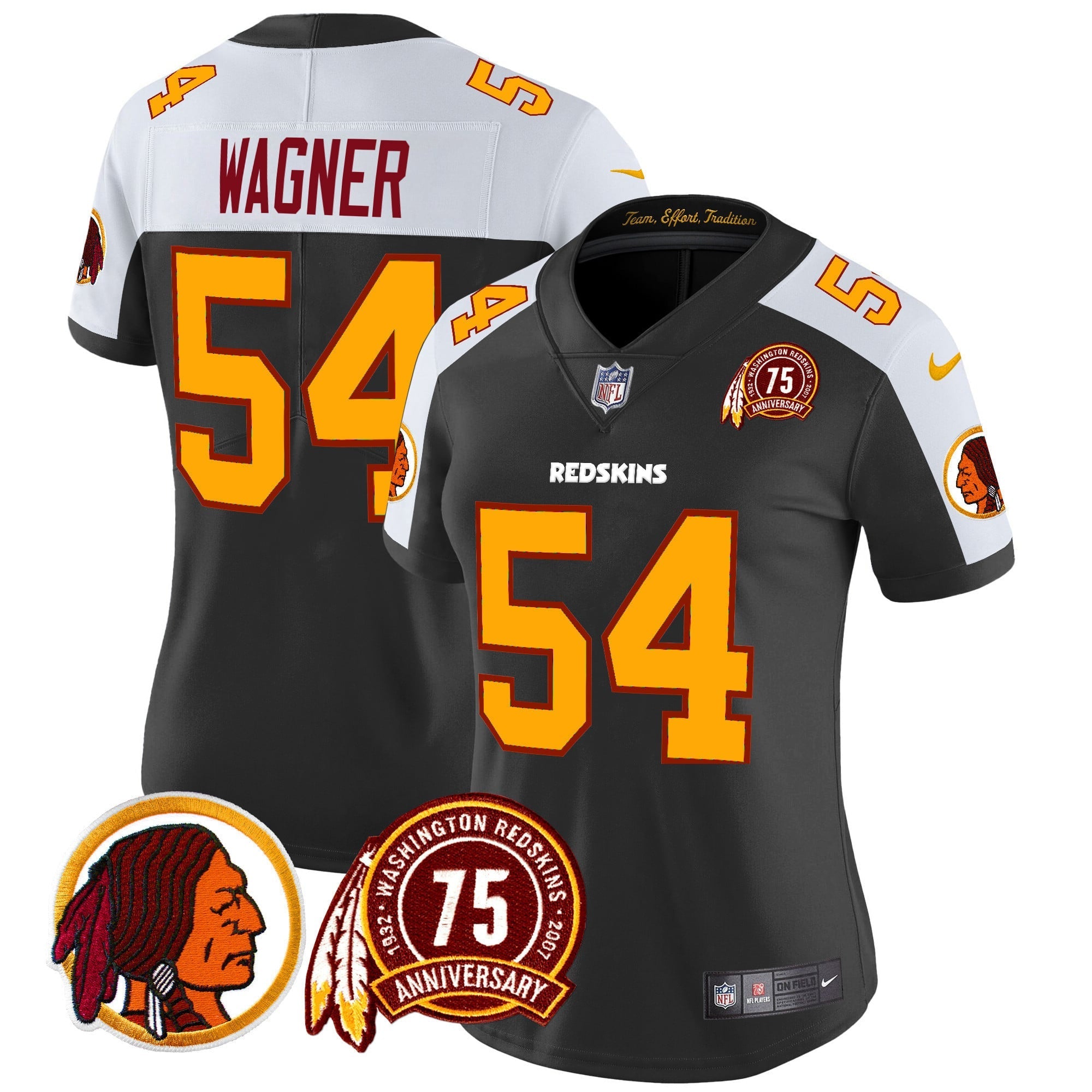 Women's Washington Redskins 75th Patch Throwback Vapor Limited Jersey - All Stitched