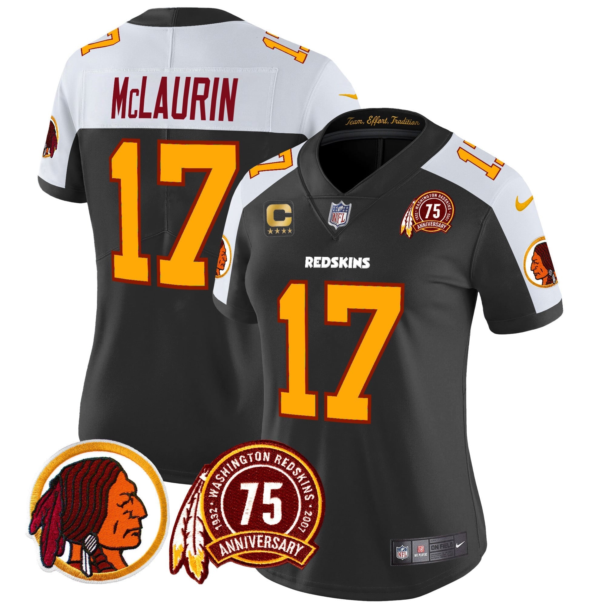 Women's Washington Redskins 75th Patch Throwback Vapor Limited Jersey - All Stitched