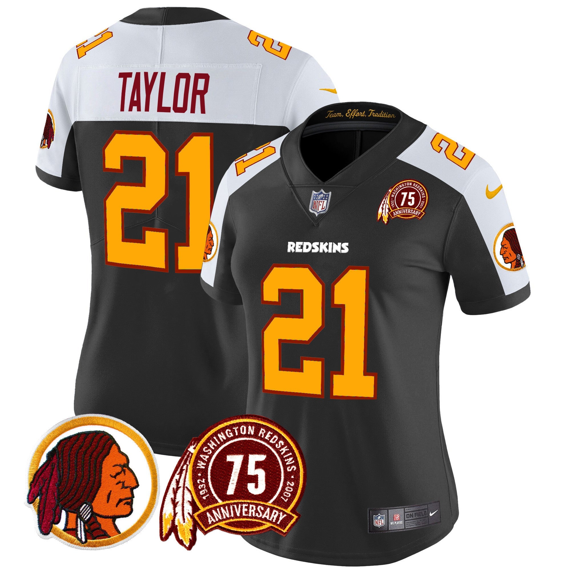 Women's Washington Redskins 75th Patch Throwback Vapor Limited Jersey - All Stitched
