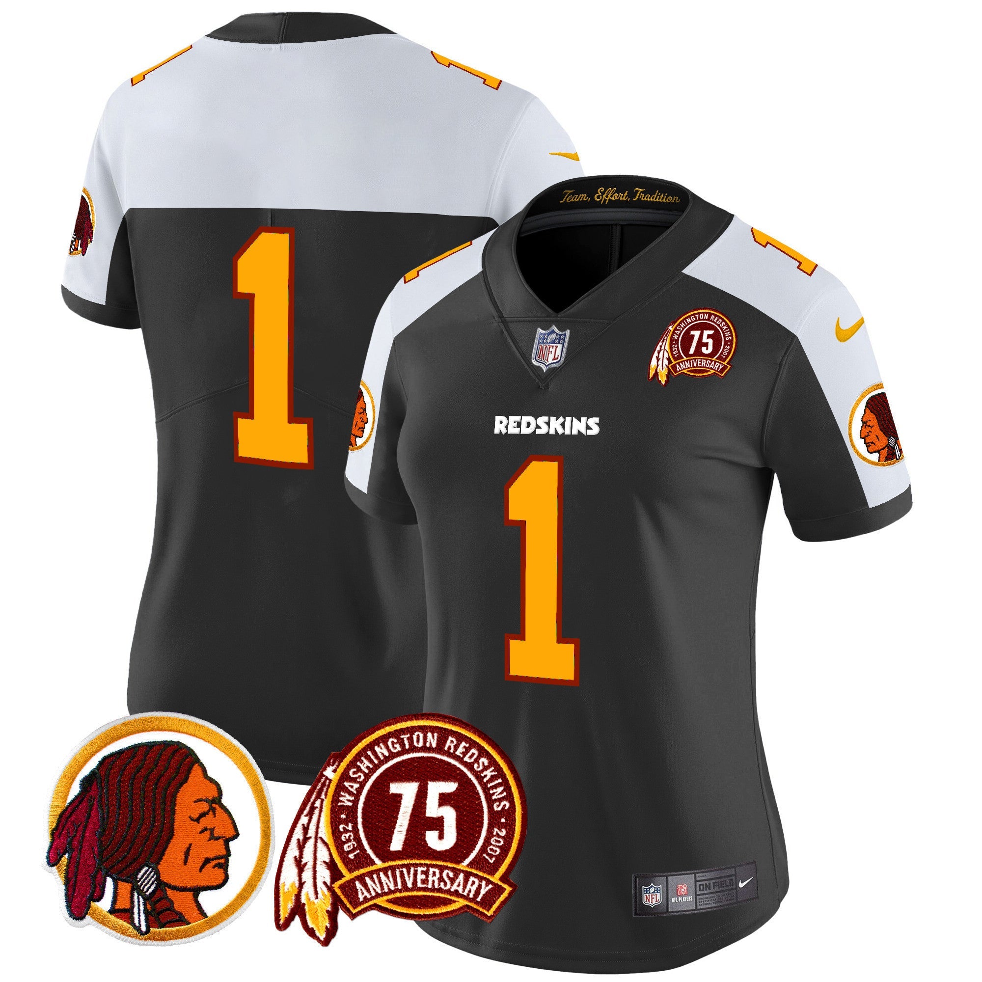 Women's Washington Redskins 75th Patch Throwback Vapor Limited Jersey - All Stitched