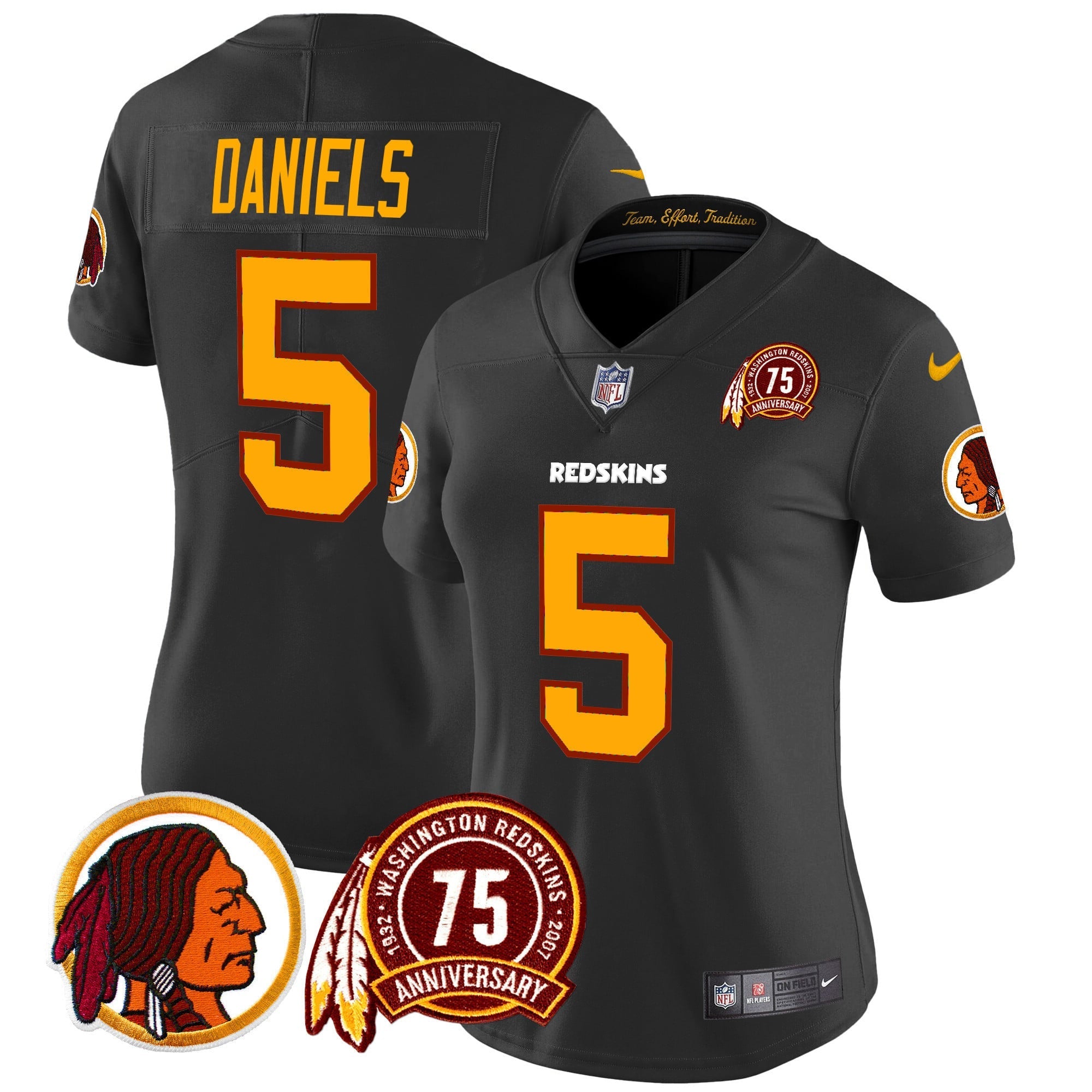 Women's Washington Redskins 75th Patch Throwback Vapor Limited Jersey - All Stitched