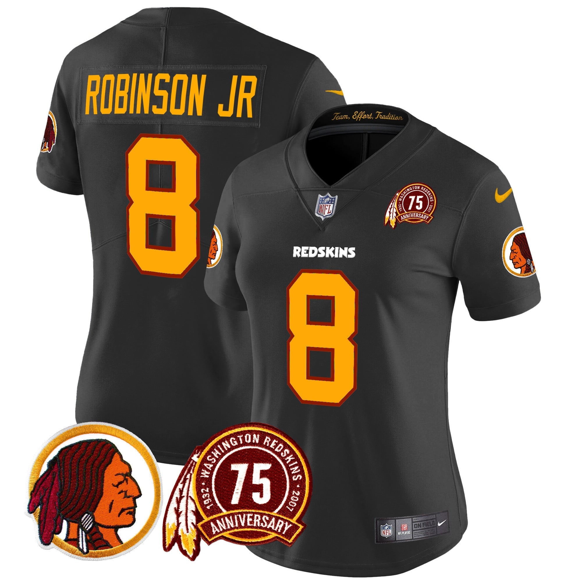 Women's Washington Redskins 75th Patch Throwback Vapor Limited Jersey - All Stitched