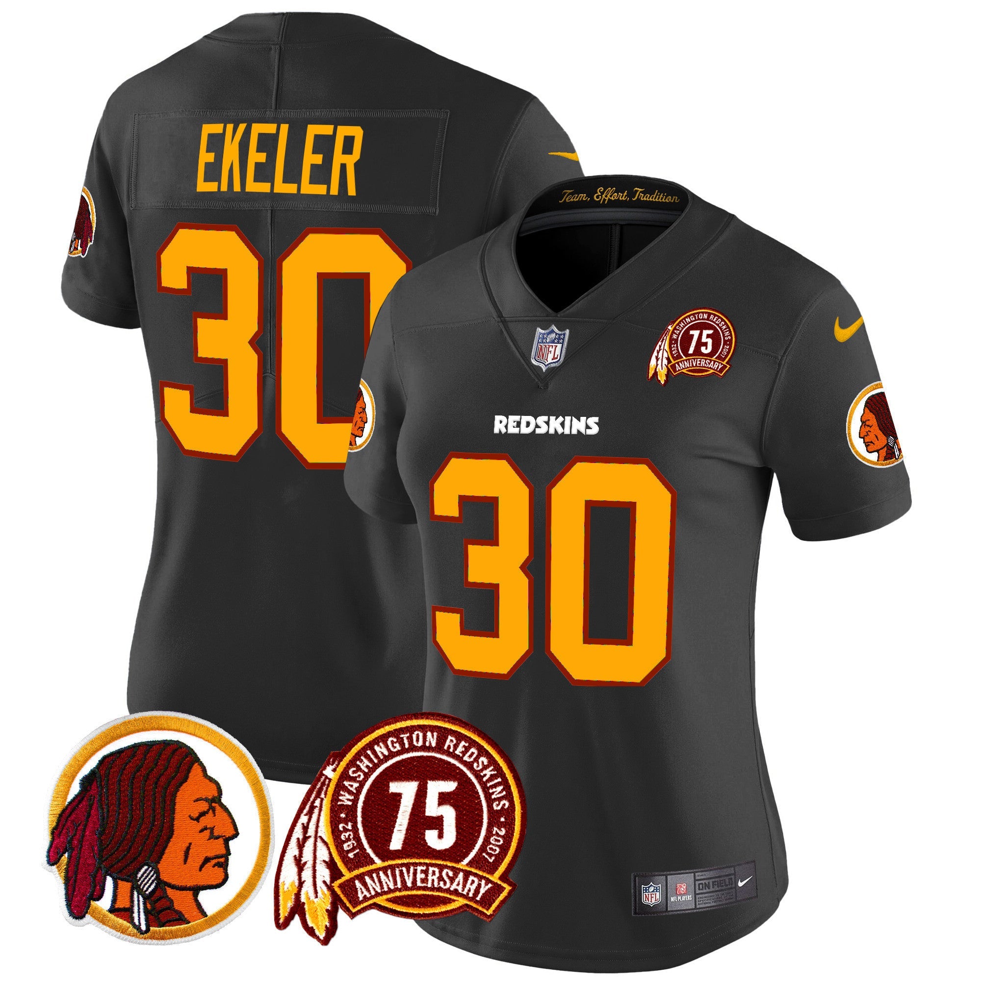 Women's Washington Redskins 75th Patch Throwback Vapor Limited Jersey - All Stitched