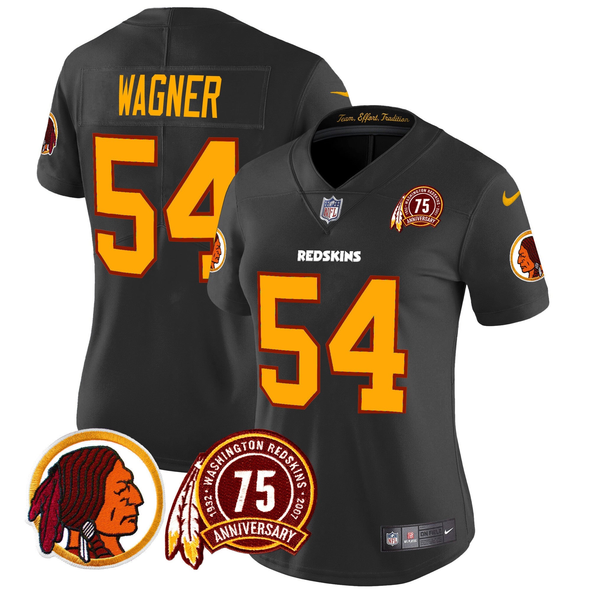 Women's Washington Redskins 75th Patch Throwback Vapor Limited Jersey - All Stitched