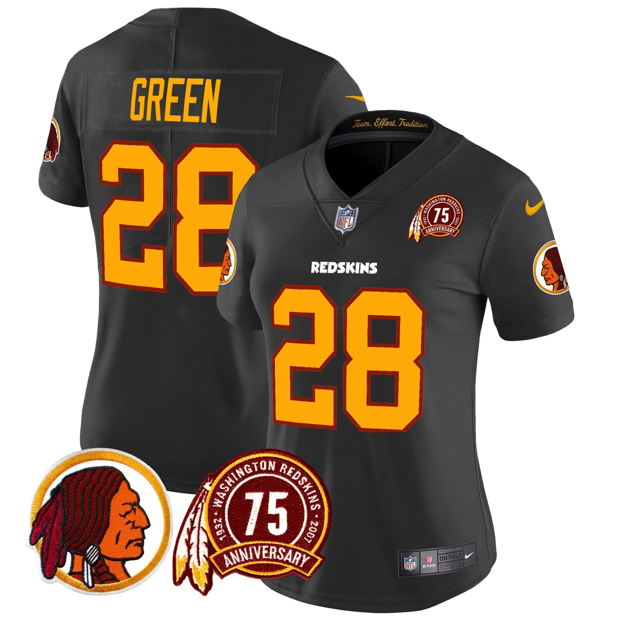 Women's Washington Redskins 75th Patch Throwback Vapor Limited Jersey - All Stitched