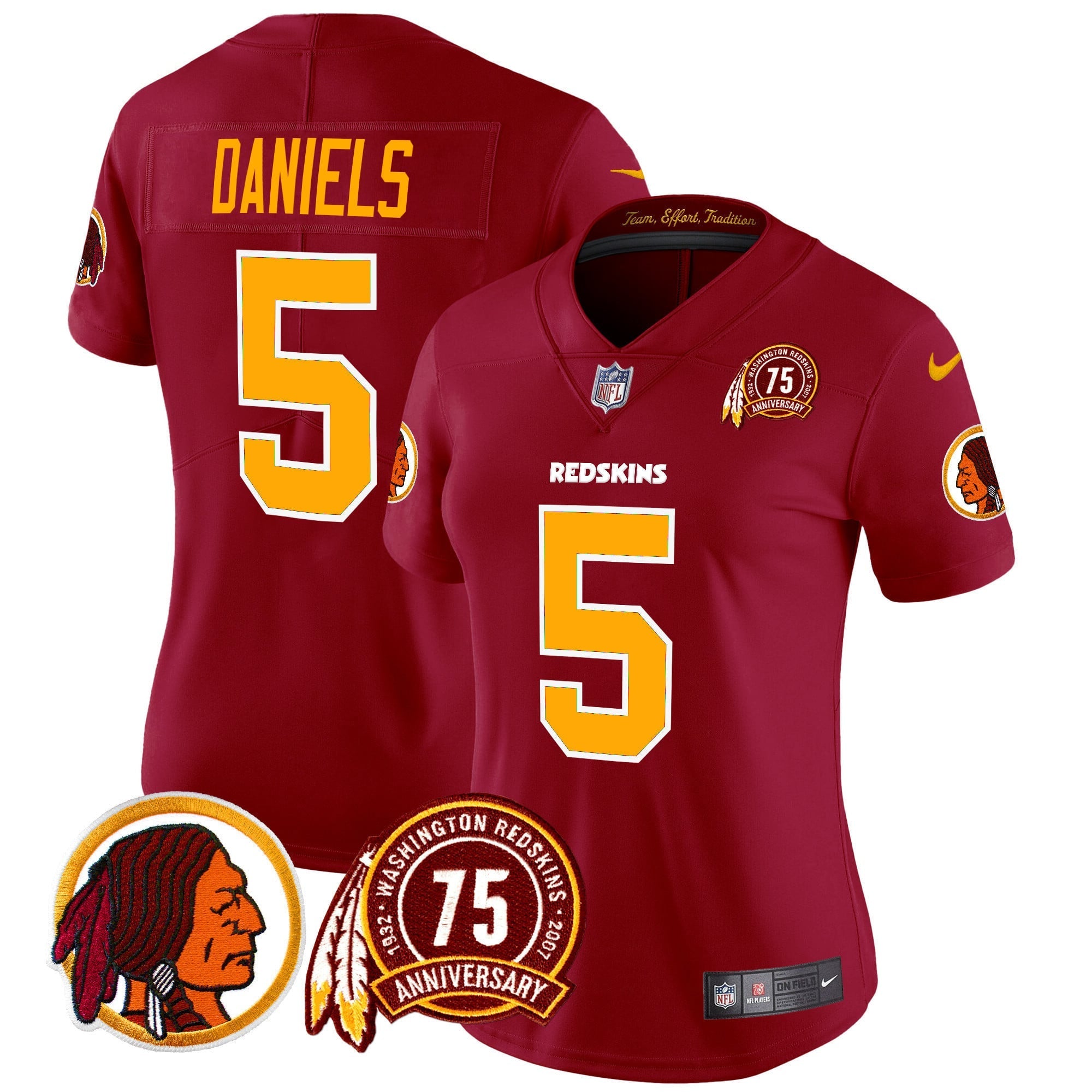 Women's Washington Redskins 75th Patch Throwback Vapor Limited Jersey - All Stitched