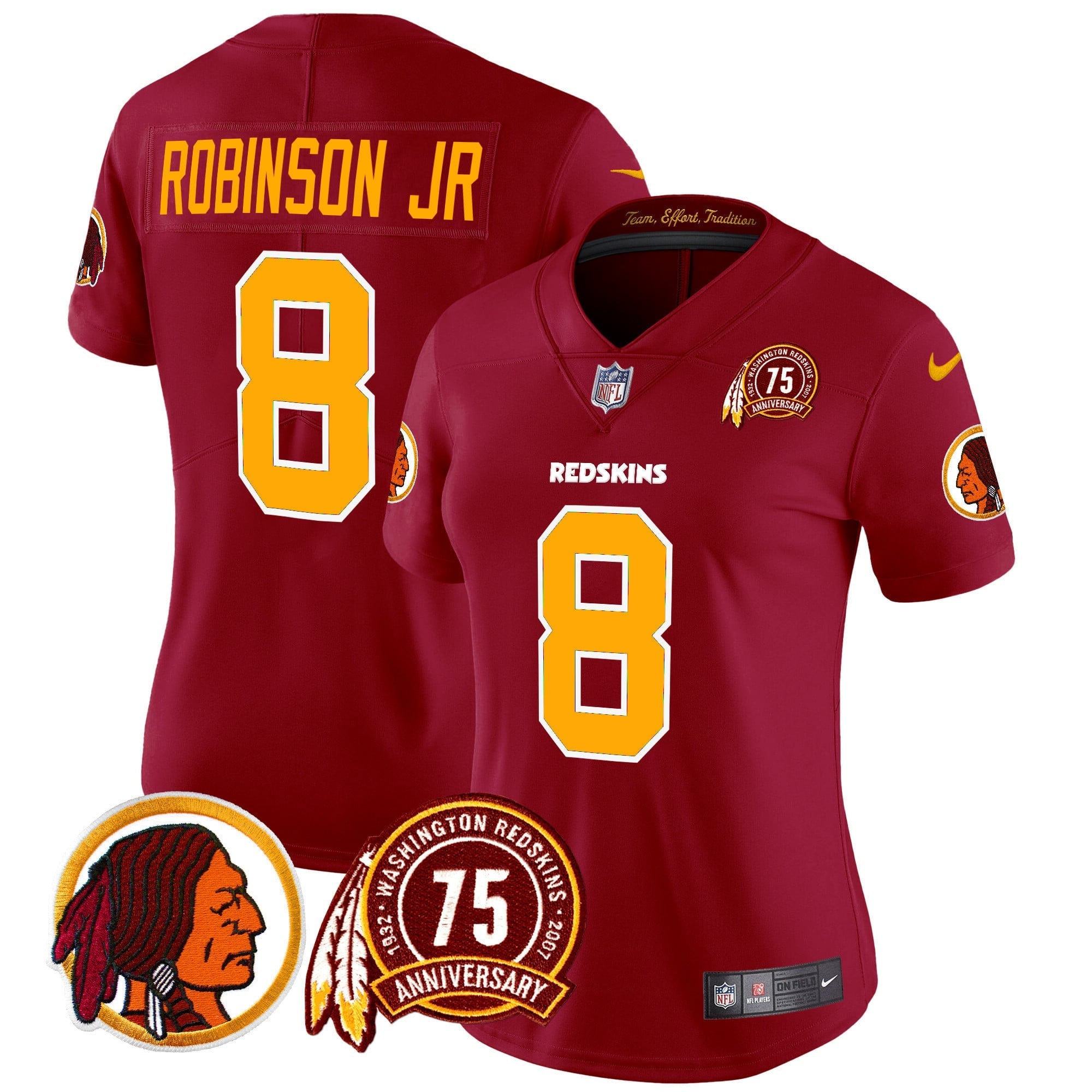 Women's Washington Redskins 75th Patch Throwback Vapor Limited Jersey - All Stitched
