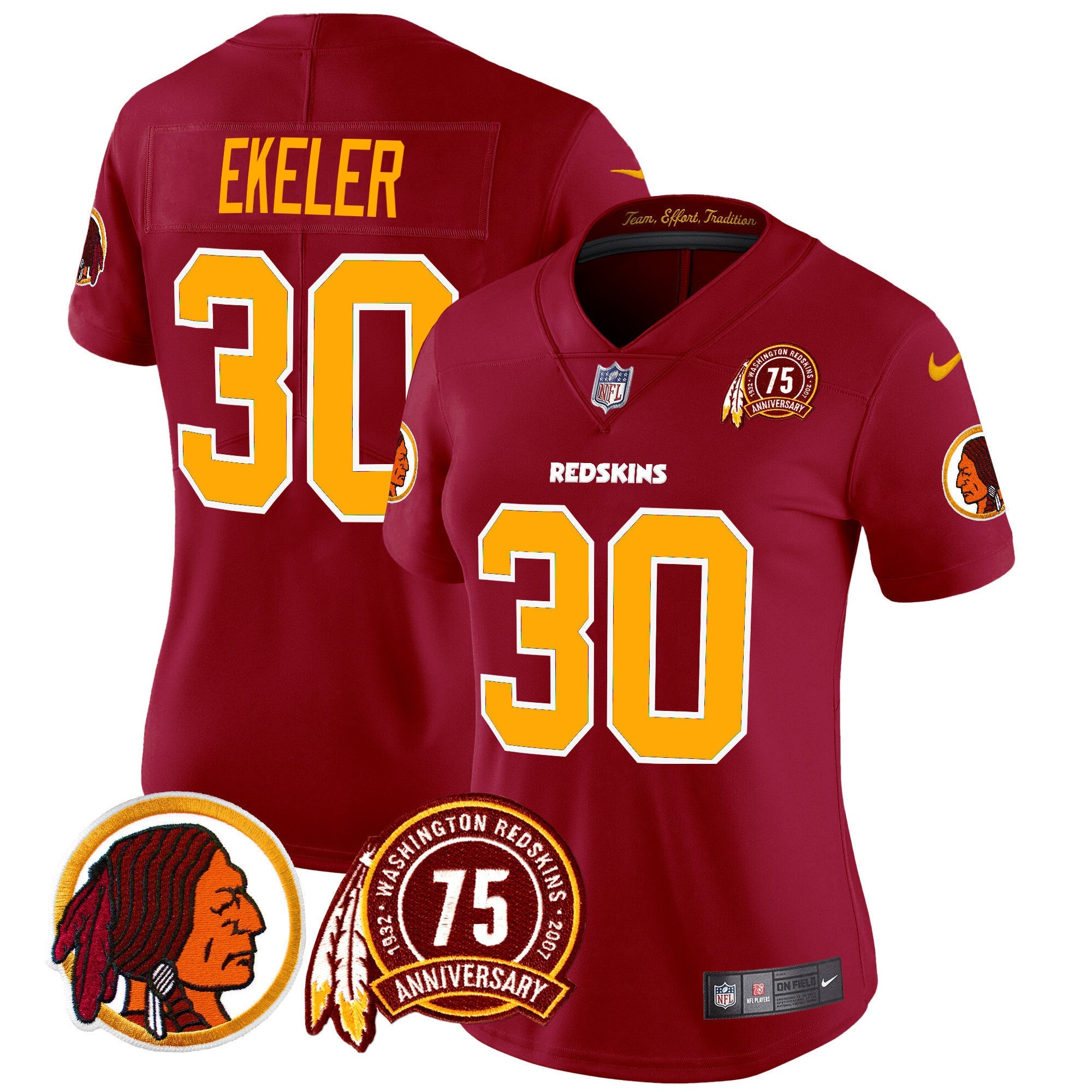 Women's Washington Redskins 75th Patch Throwback Vapor Limited Jersey - All Stitched