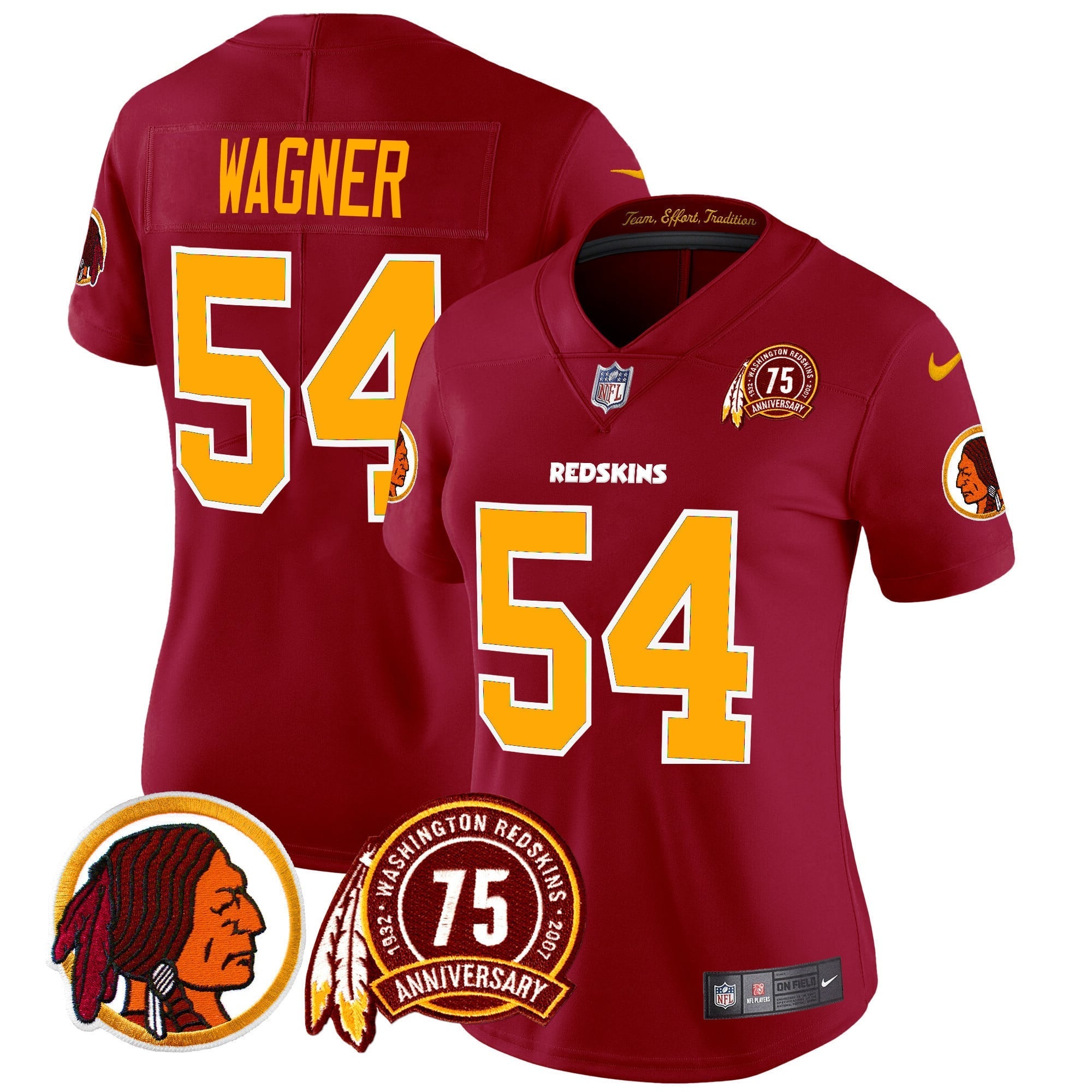 Women's Washington Redskins 75th Patch Throwback Vapor Limited Jersey - All Stitched