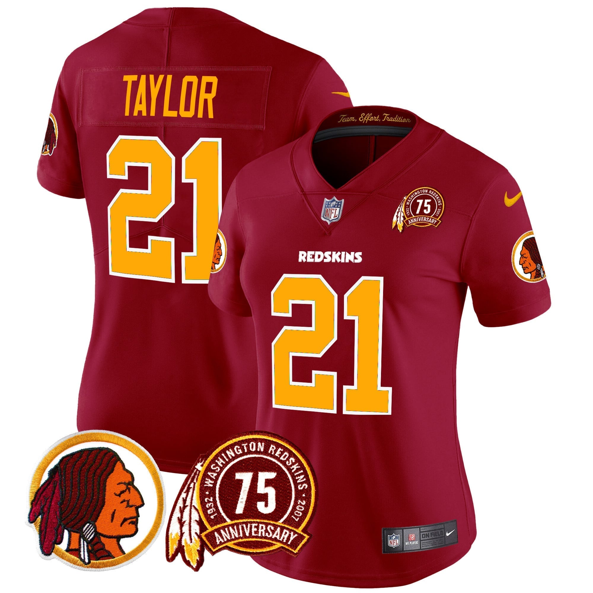 Women's Washington Redskins 75th Patch Throwback Vapor Limited Jersey - All Stitched