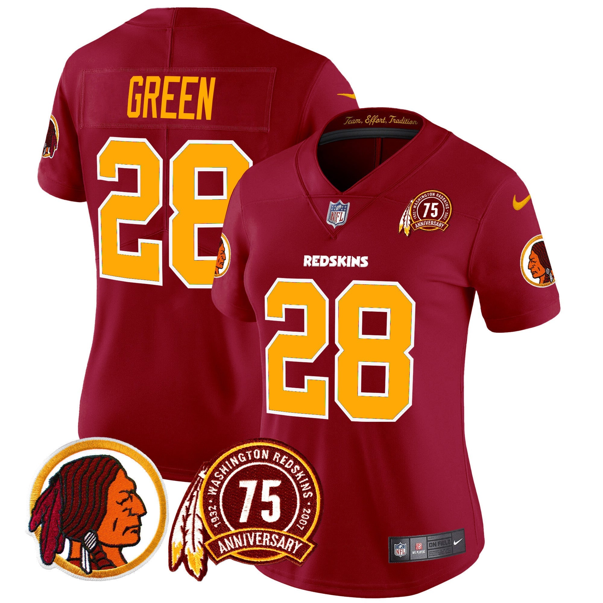 Women's Washington Redskins 75th Patch Throwback Vapor Limited Jersey - All Stitched