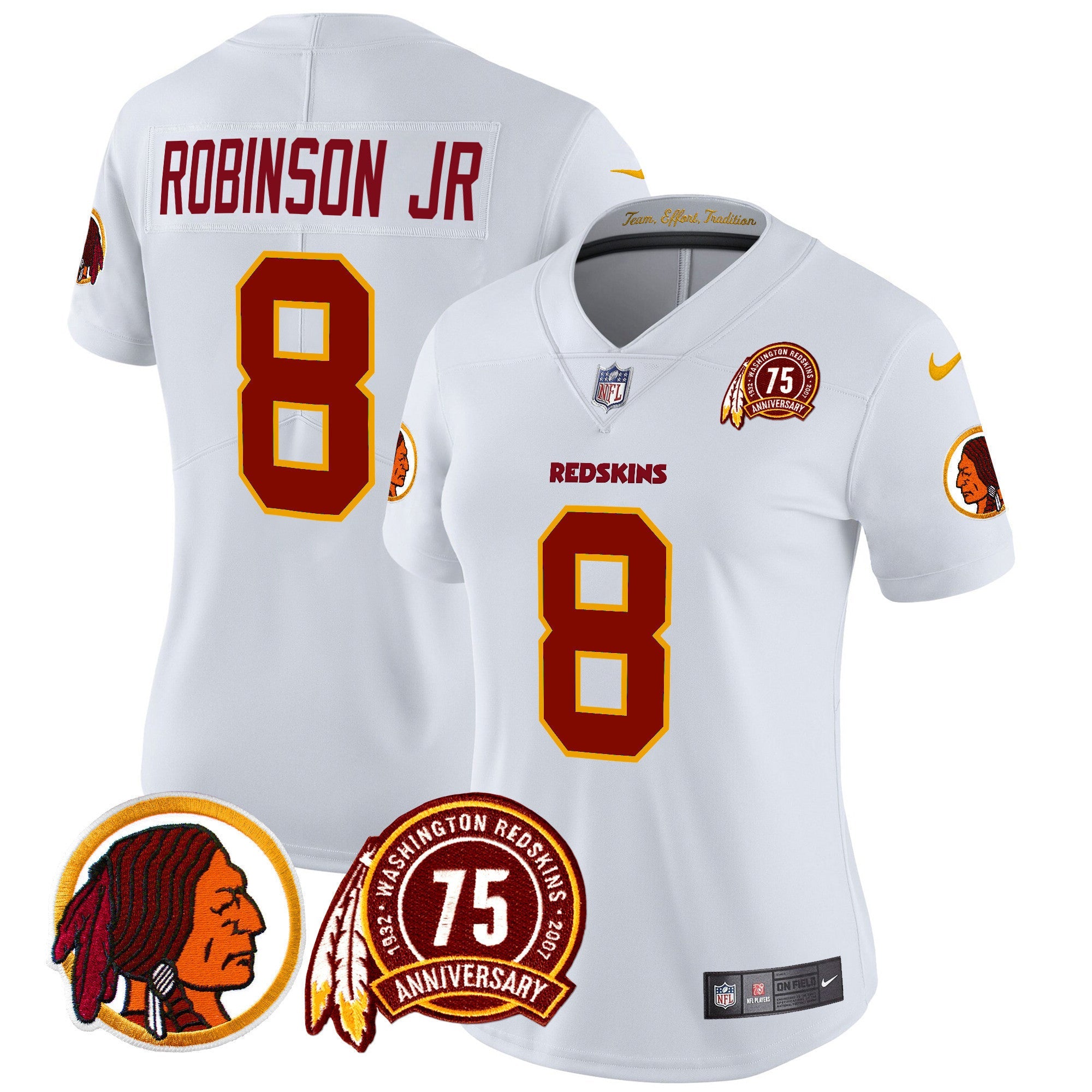 Women's Washington Redskins 75th Patch Throwback Vapor Limited Jersey - All Stitched