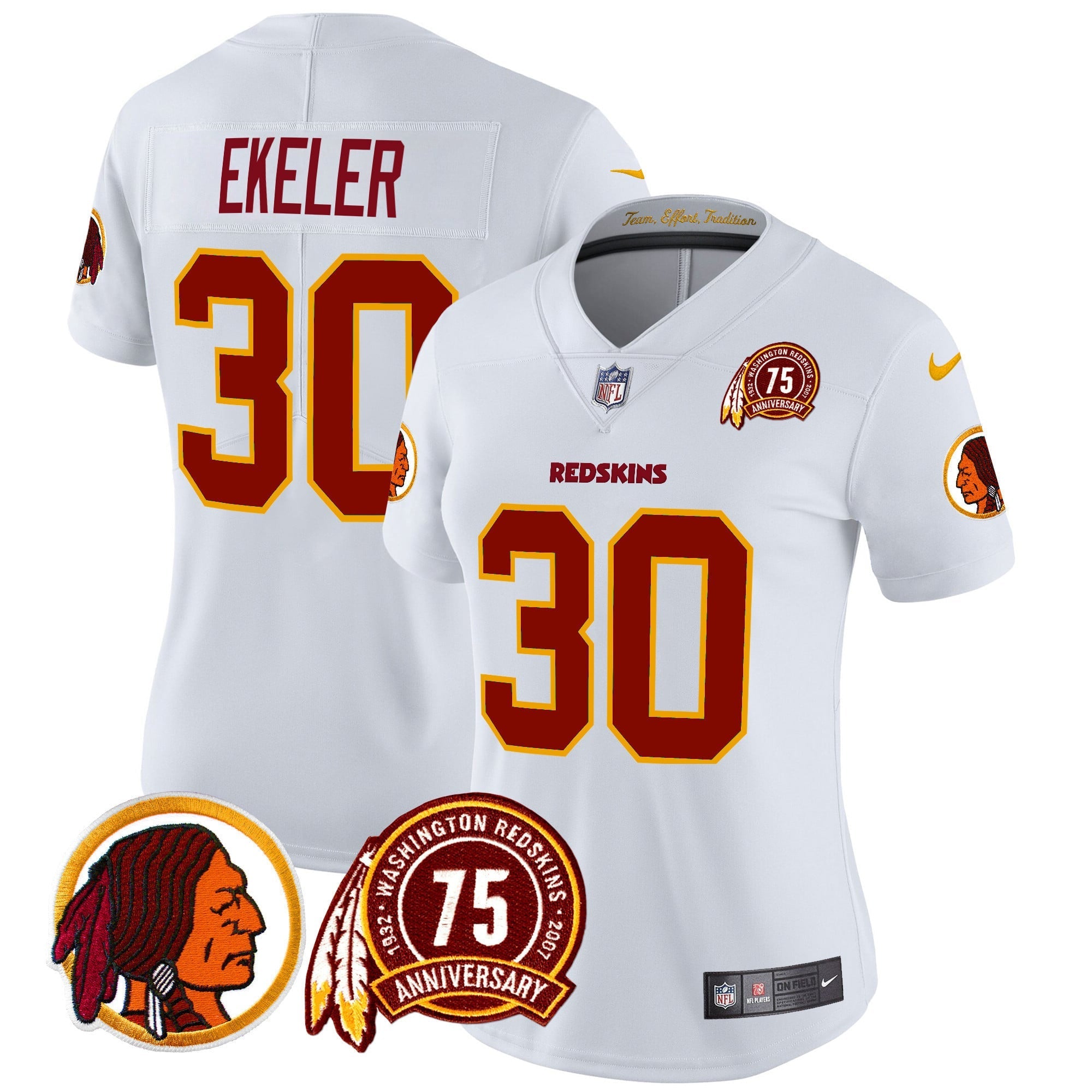 Women's Washington Redskins 75th Patch Throwback Vapor Limited Jersey - All Stitched