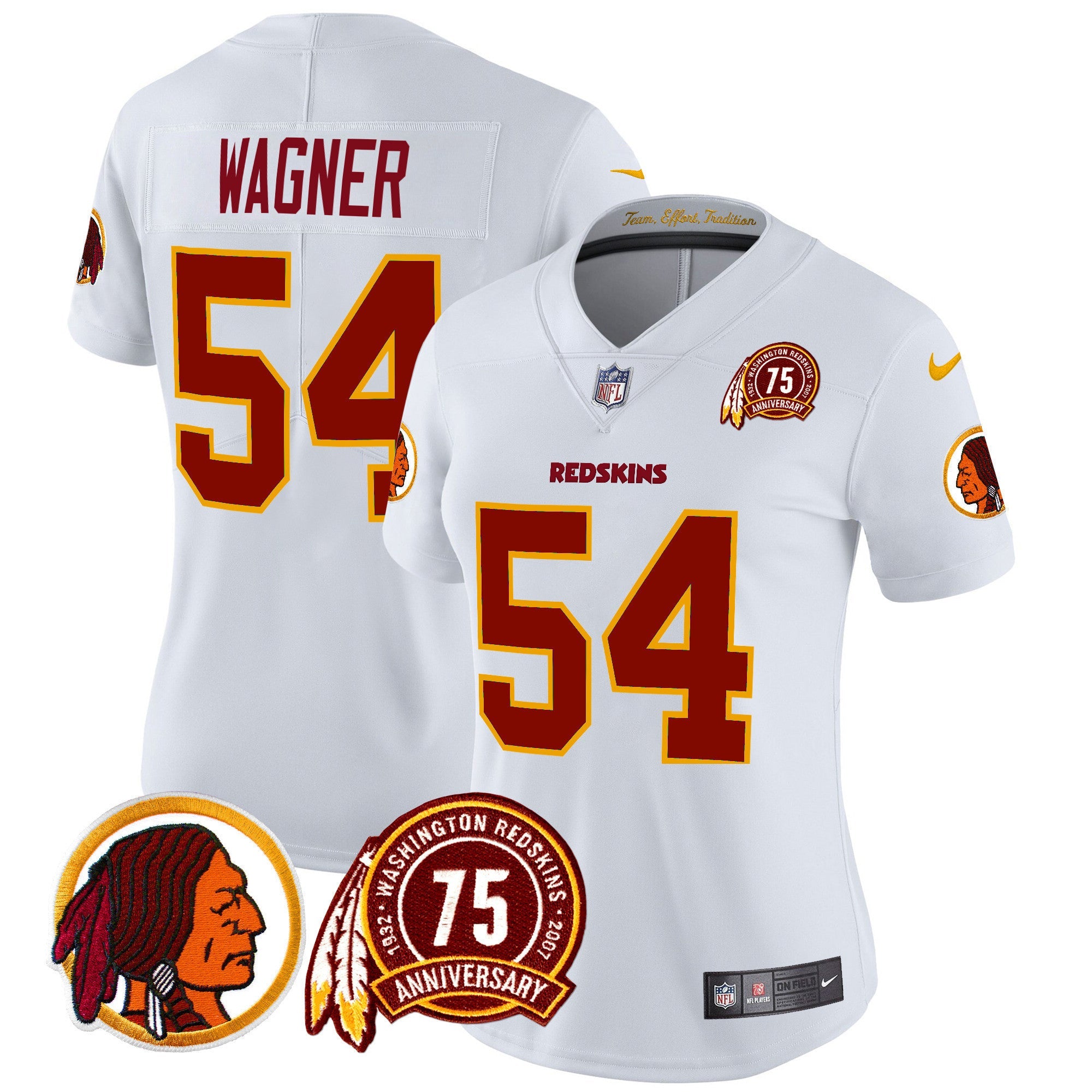 Women's Washington Redskins 75th Patch Throwback Vapor Limited Jersey - All Stitched