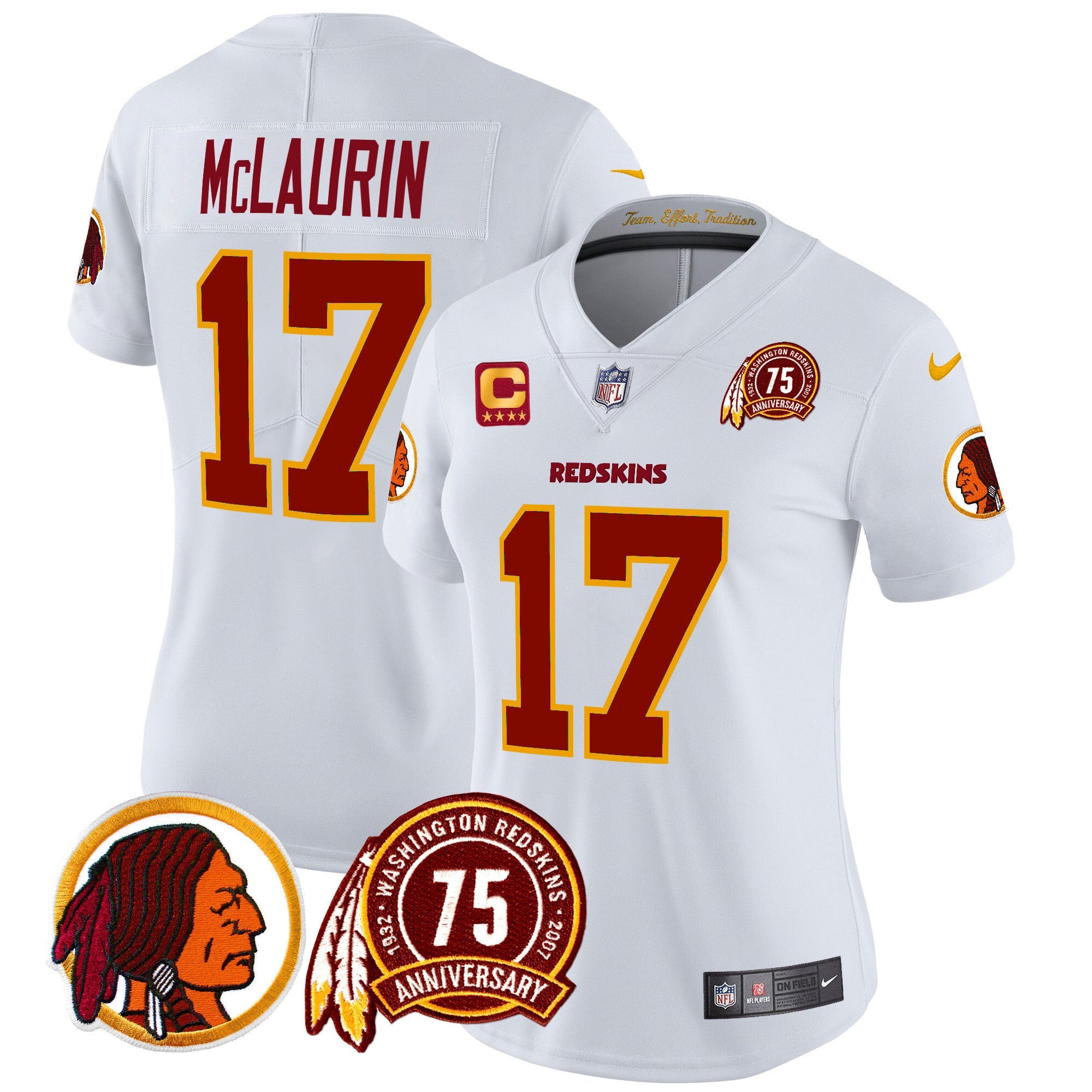 Women's Washington Redskins 75th Patch Throwback Vapor Limited Jersey - All Stitched