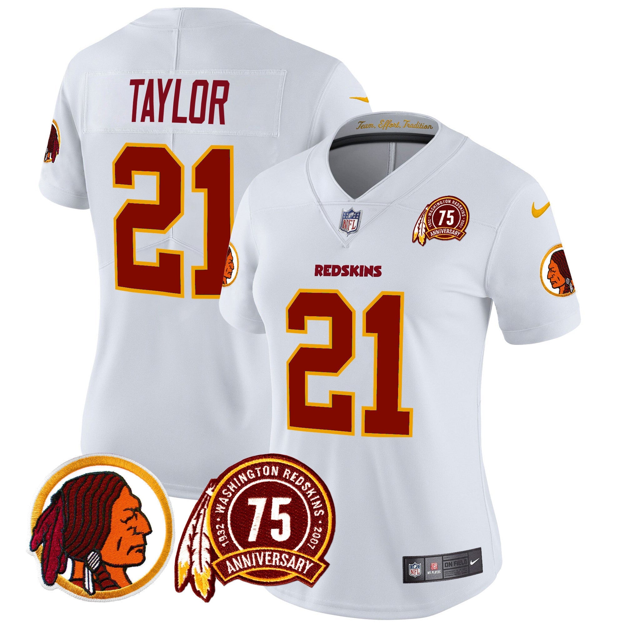 Women's Washington Redskins 75th Patch Throwback Vapor Limited Jersey - All Stitched