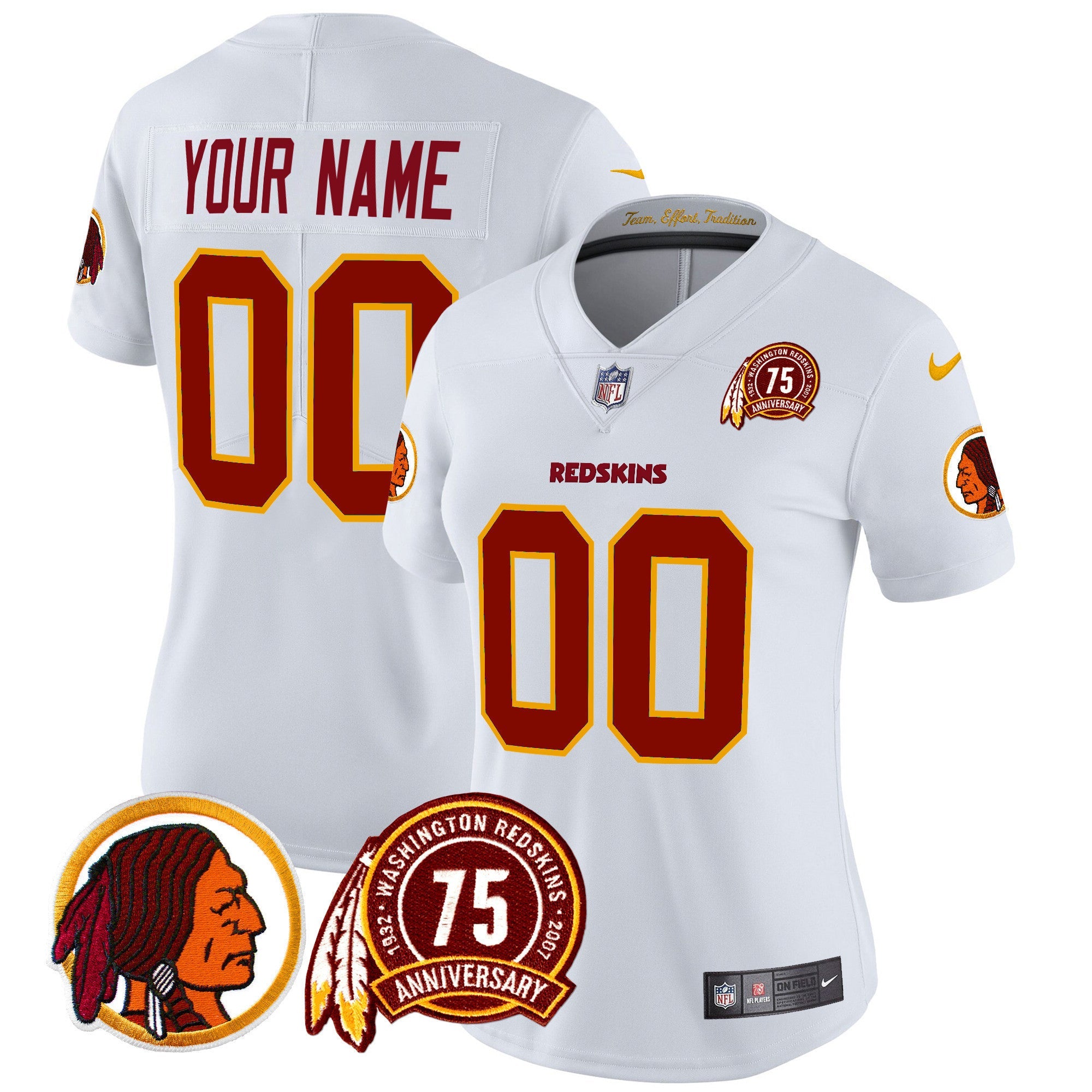 Washington Redskins 75th Patch Throwback Vapor Limited Custom Jersey - All Stitched