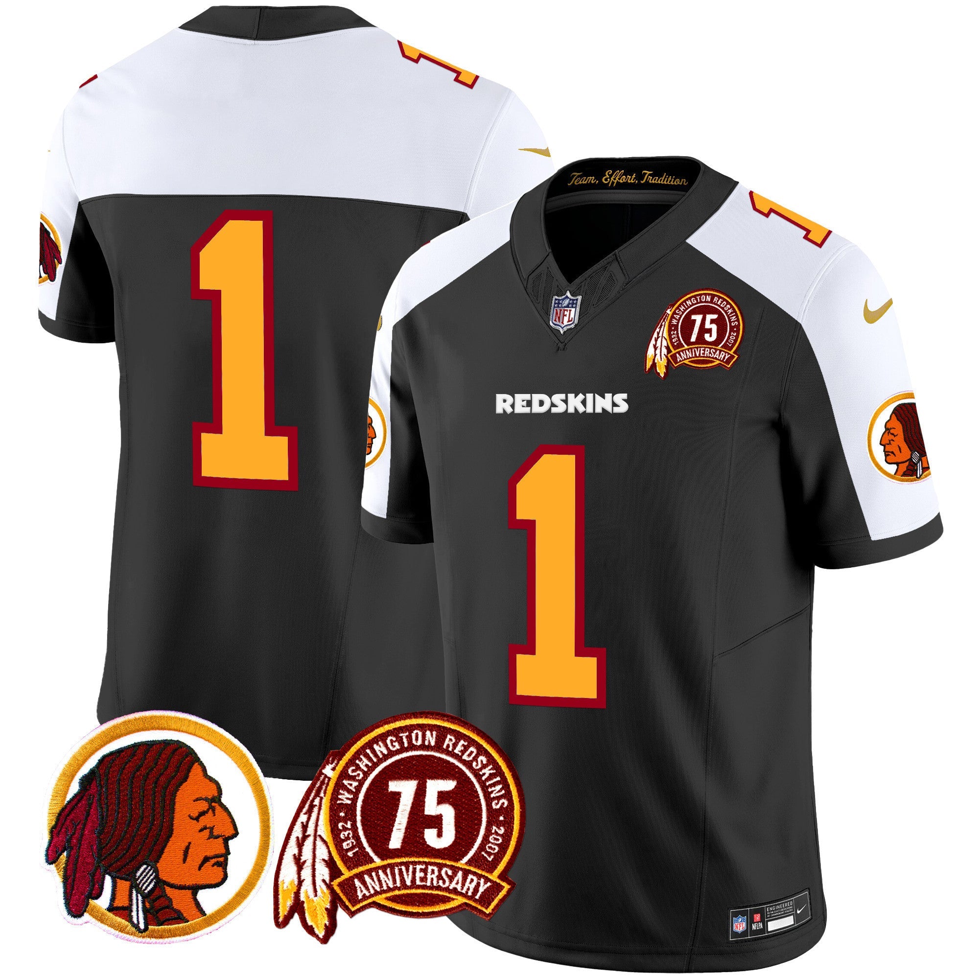 Men's Washington Redskins 75th Patch Throwback Vapor Limited Jersey - All Stitched