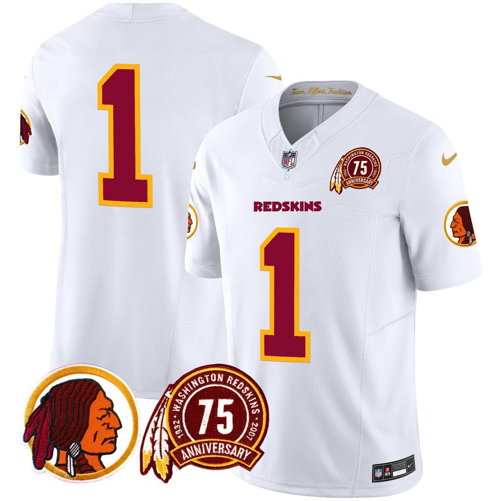 Men's Washington Redskins 75th Patch Throwback Vapor Limited Jersey - All Stitched
