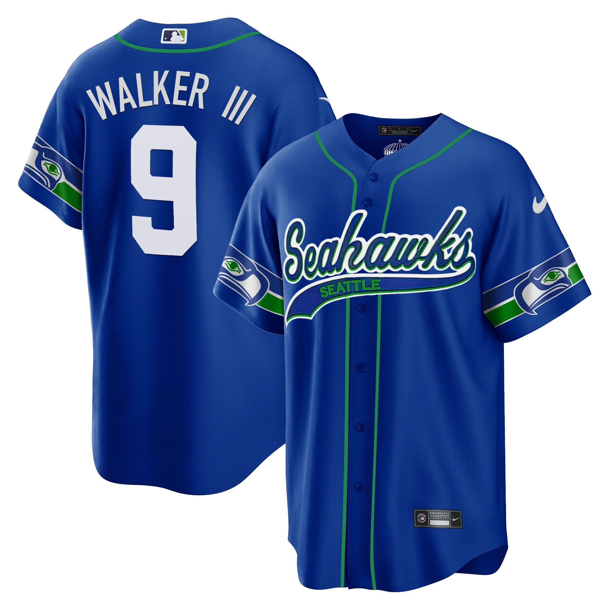 Men's Seahawks Throwback & Gold Cool Base Jersey V2 - All Stitched