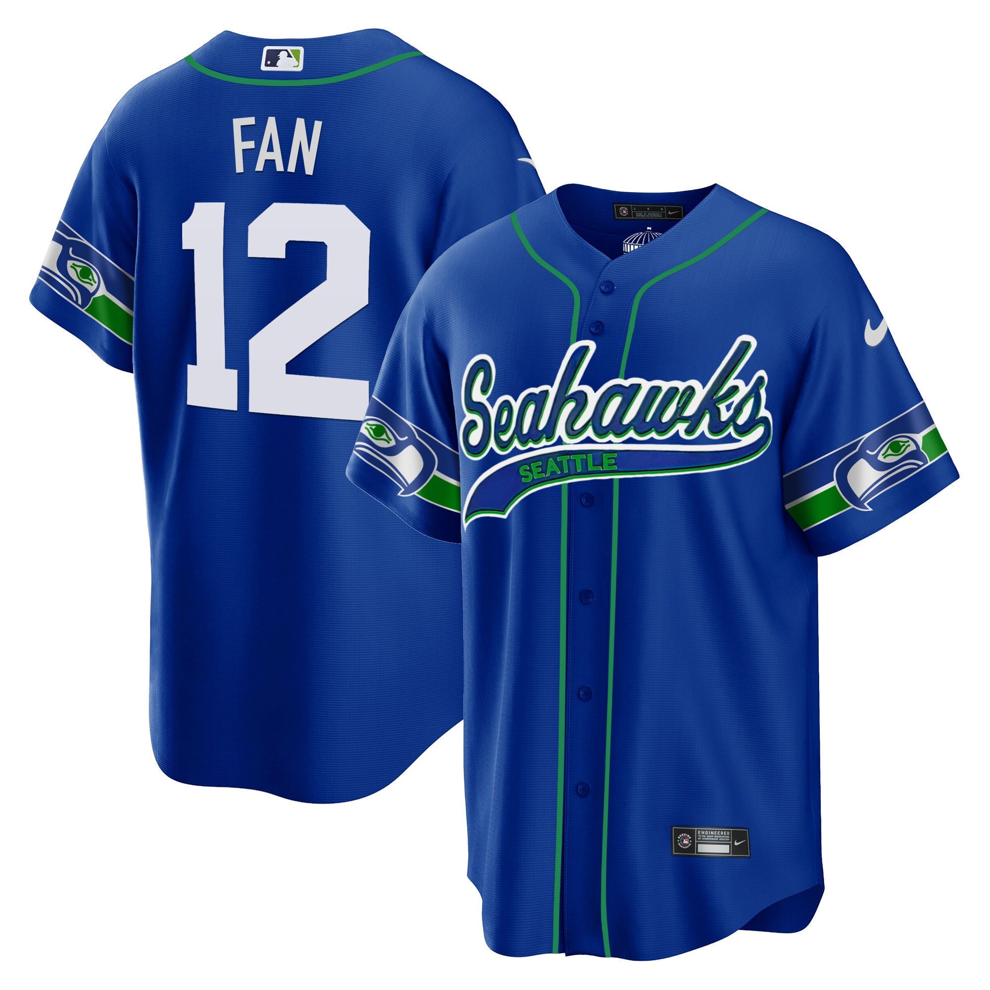 Men's Seahawks Throwback & Gold Cool Base Jersey V2 - All Stitched