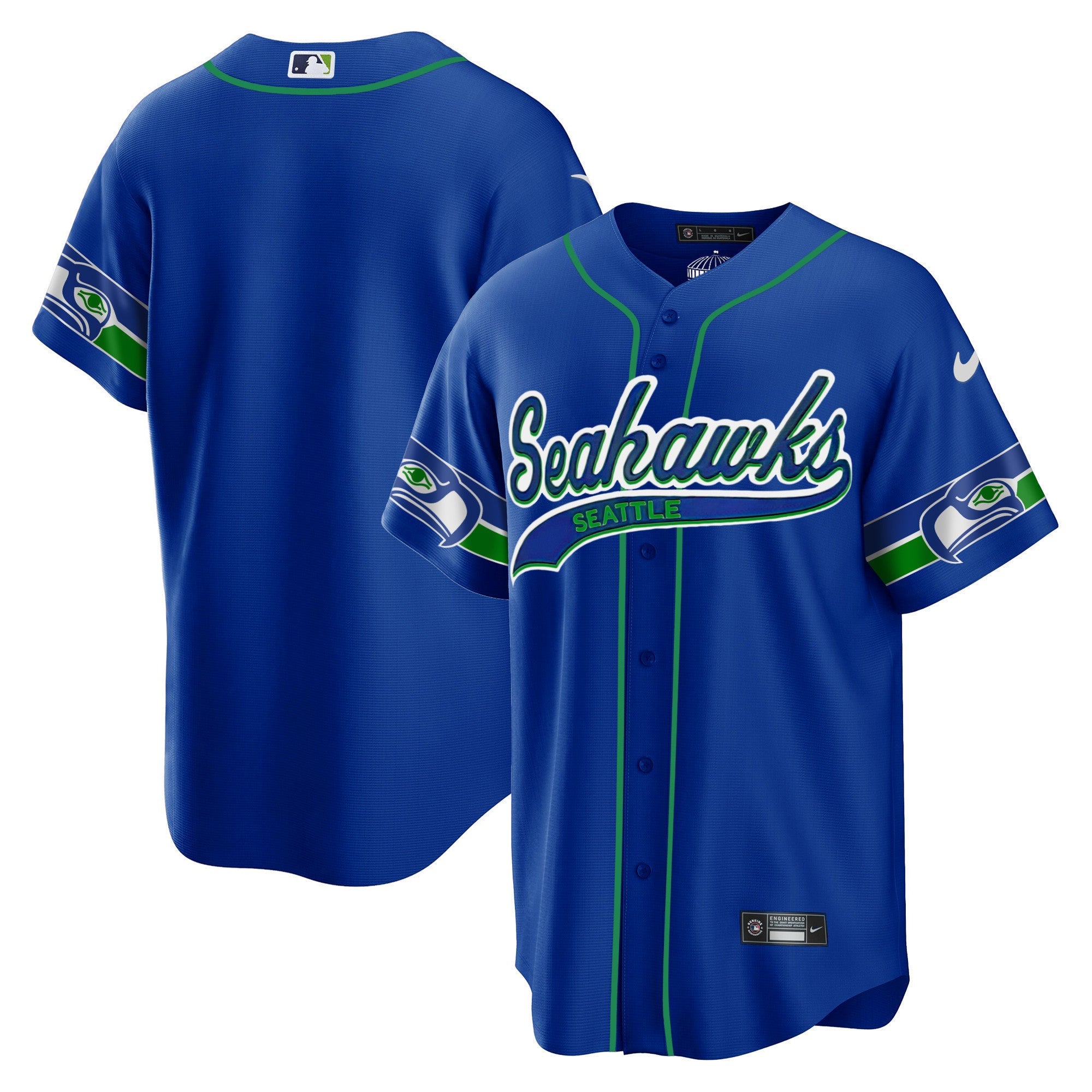 Men's Seahawks Throwback & Gold Cool Base Jersey V2 - All Stitched