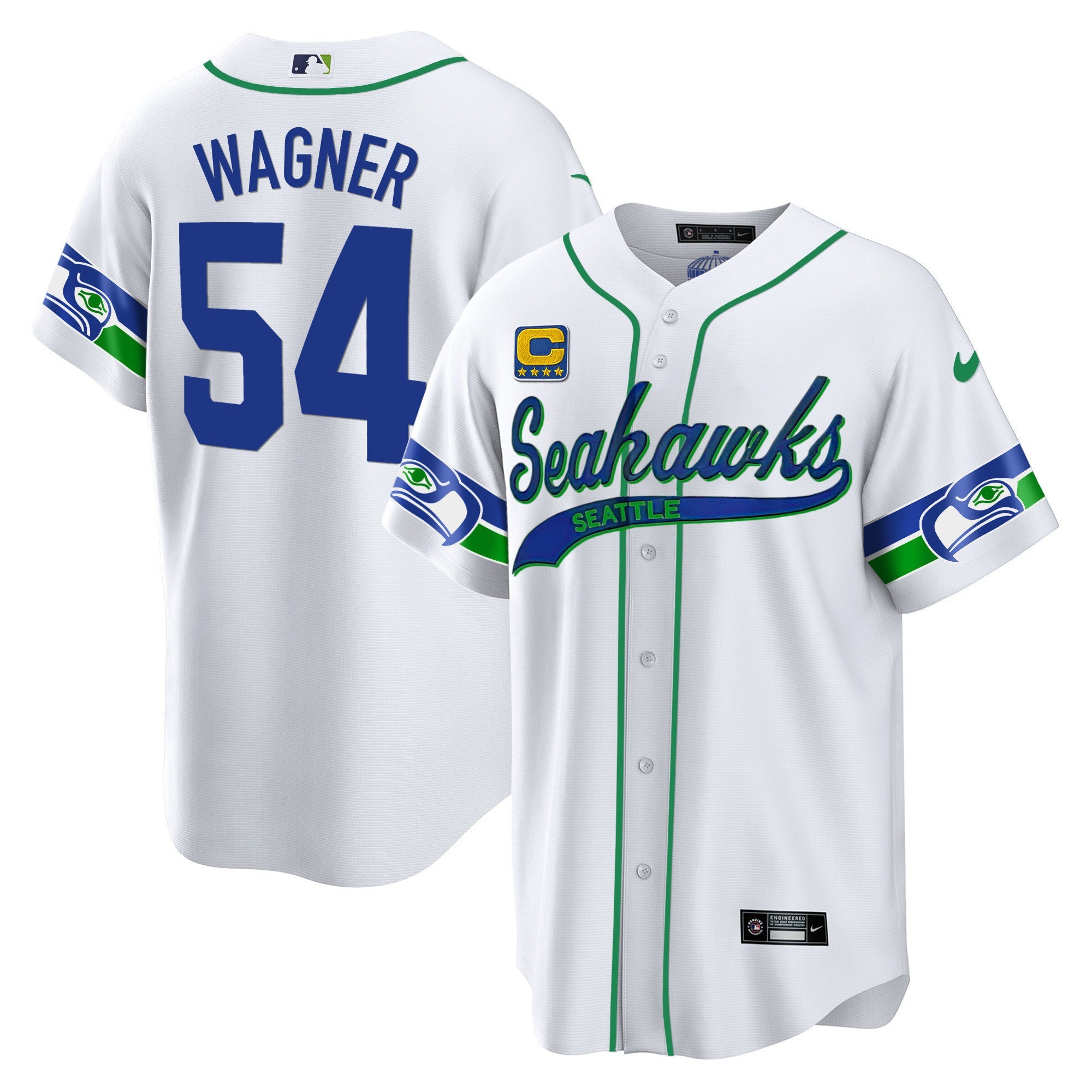 Men's Seahawks Throwback & Gold Cool Base Jersey V2 - All Stitched