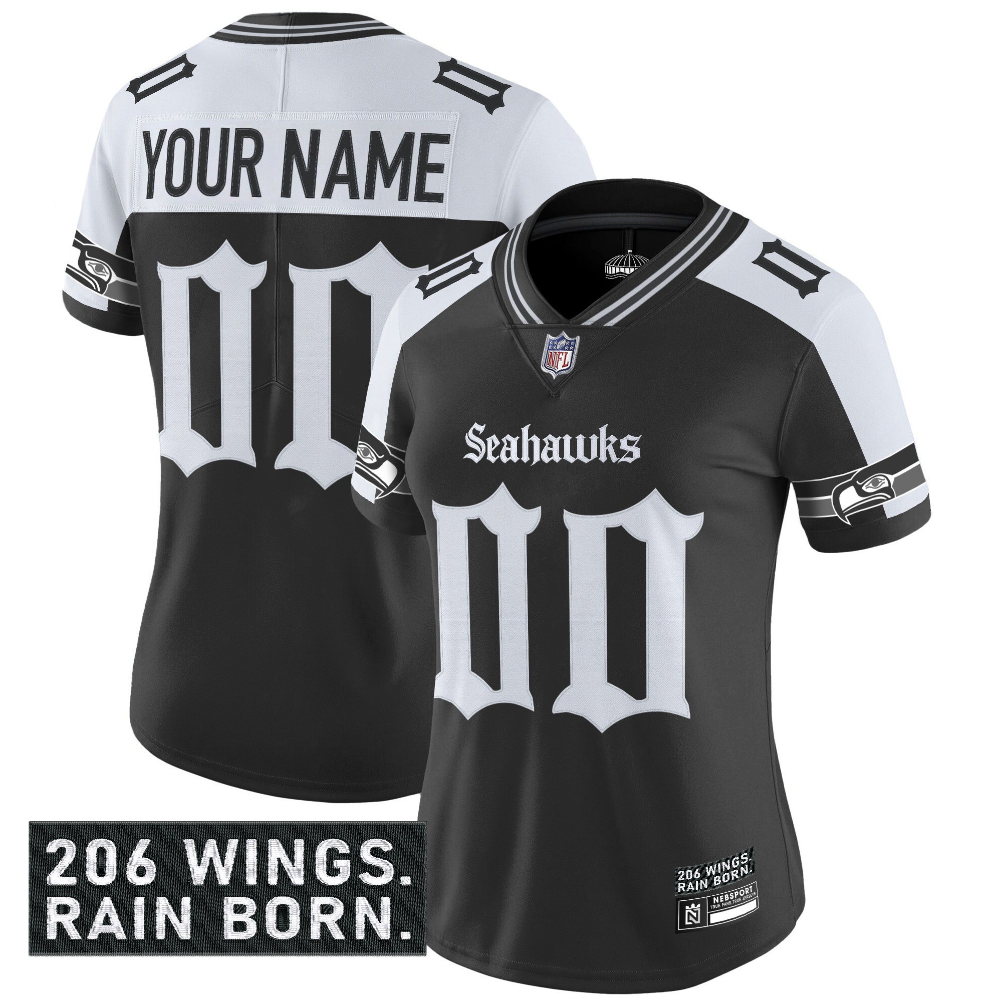 Seattle Seahawks 'Gothic Rain City Shadows Edition' Vapor Limited Custom Jersey - All Stitched