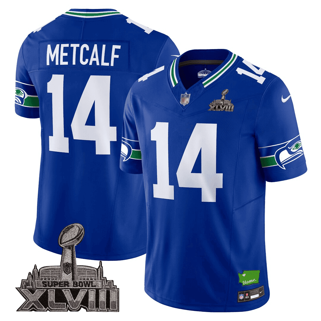 Men's Seattle Seahawks Limited Jersey - SB XLVIII + Washington Home Patch