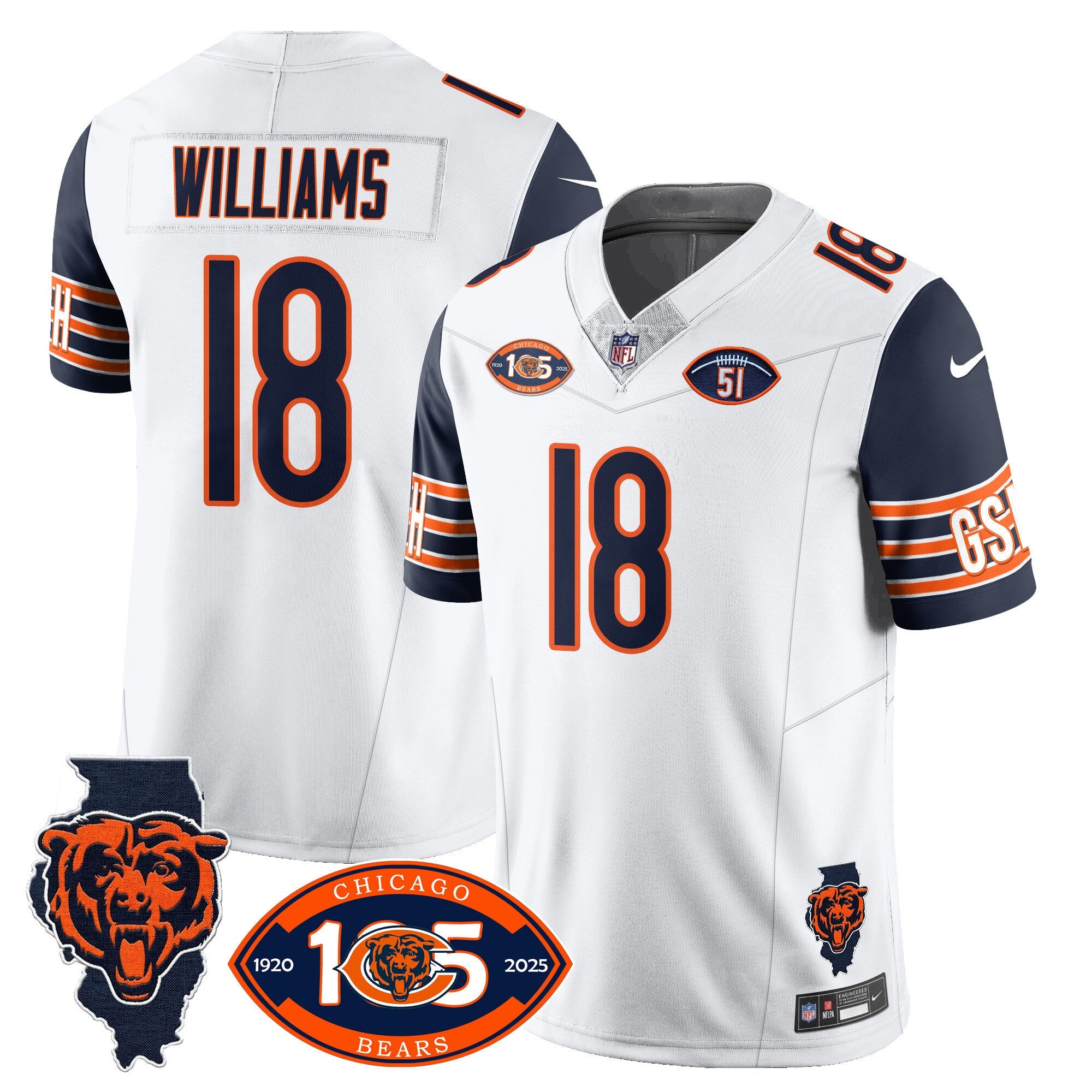 Men's Bears 1920-2025 The Bears Vapor Limited Jersey - All Stitched
