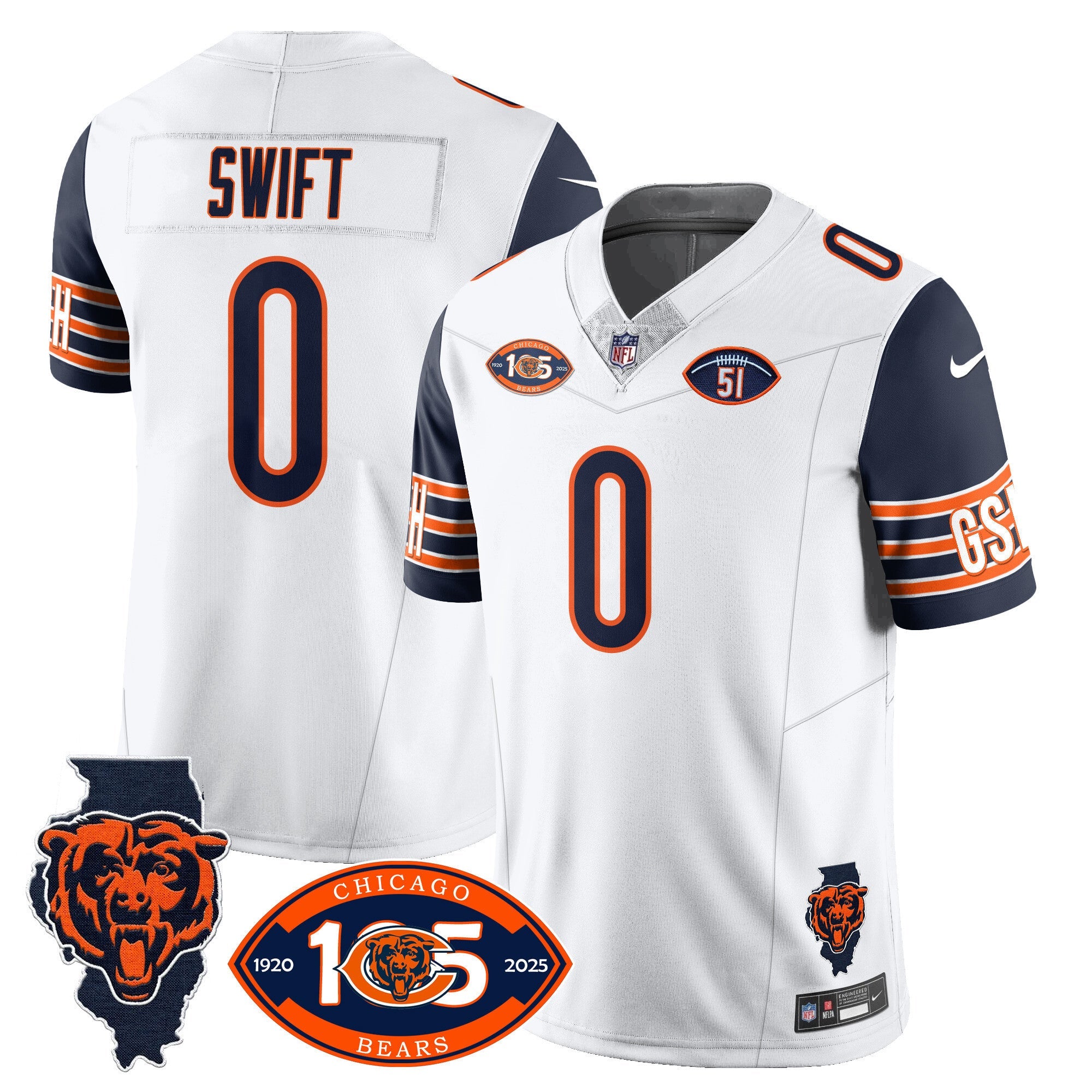 Men's Bears 1920-2025 The Bears Vapor Limited Jersey - All Stitched