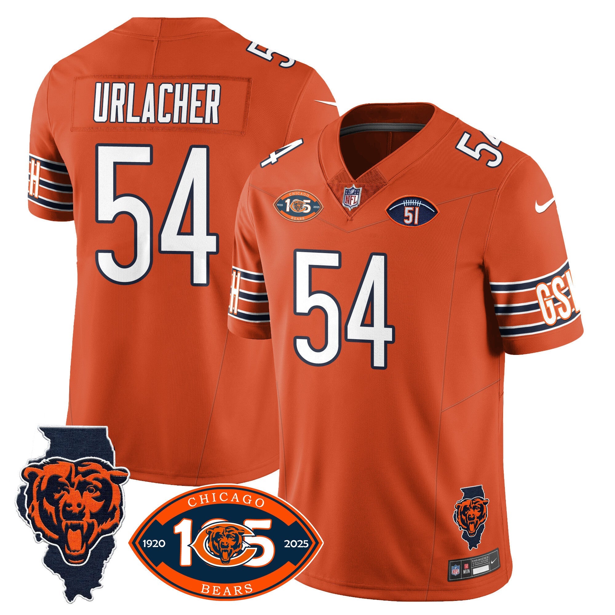 Men's Bears 1920-2025 The Bears Vapor Limited Jersey - All Stitched