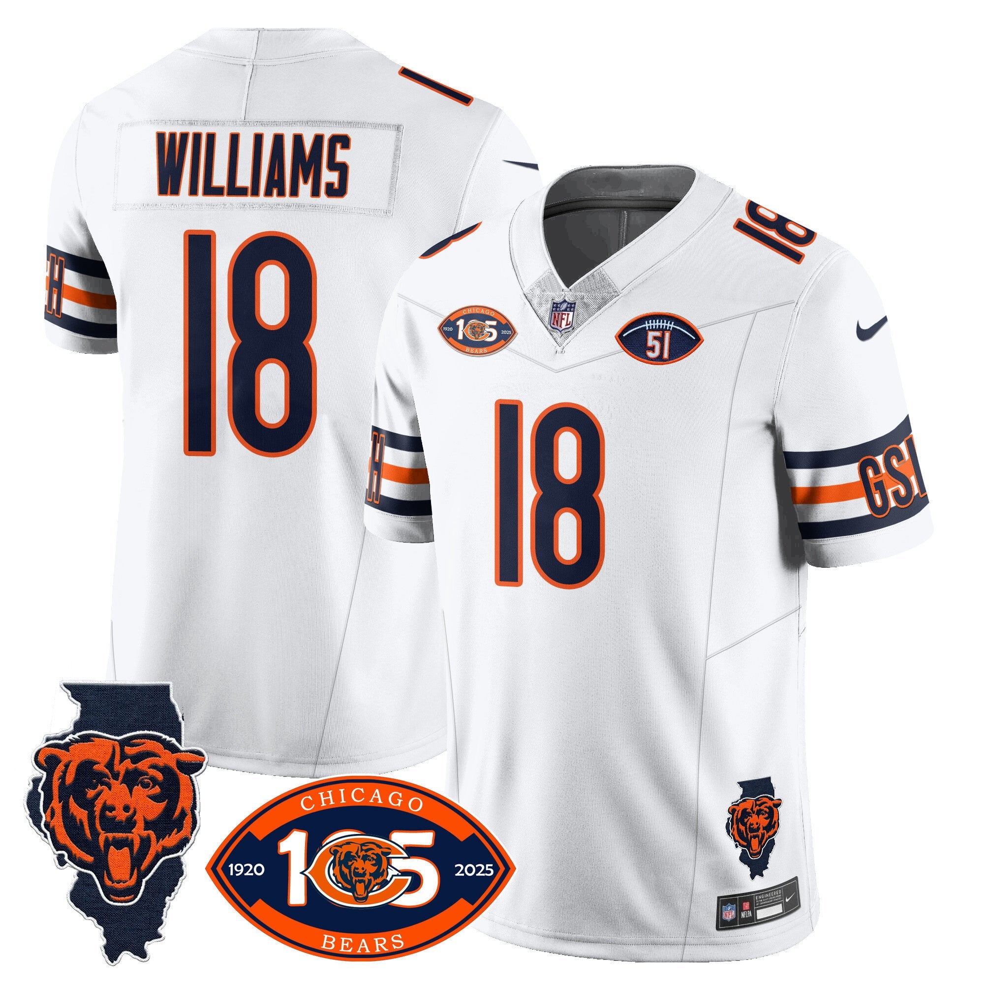 Men's Bears 1920-2025 The Bears Vapor Limited Jersey - All Stitched