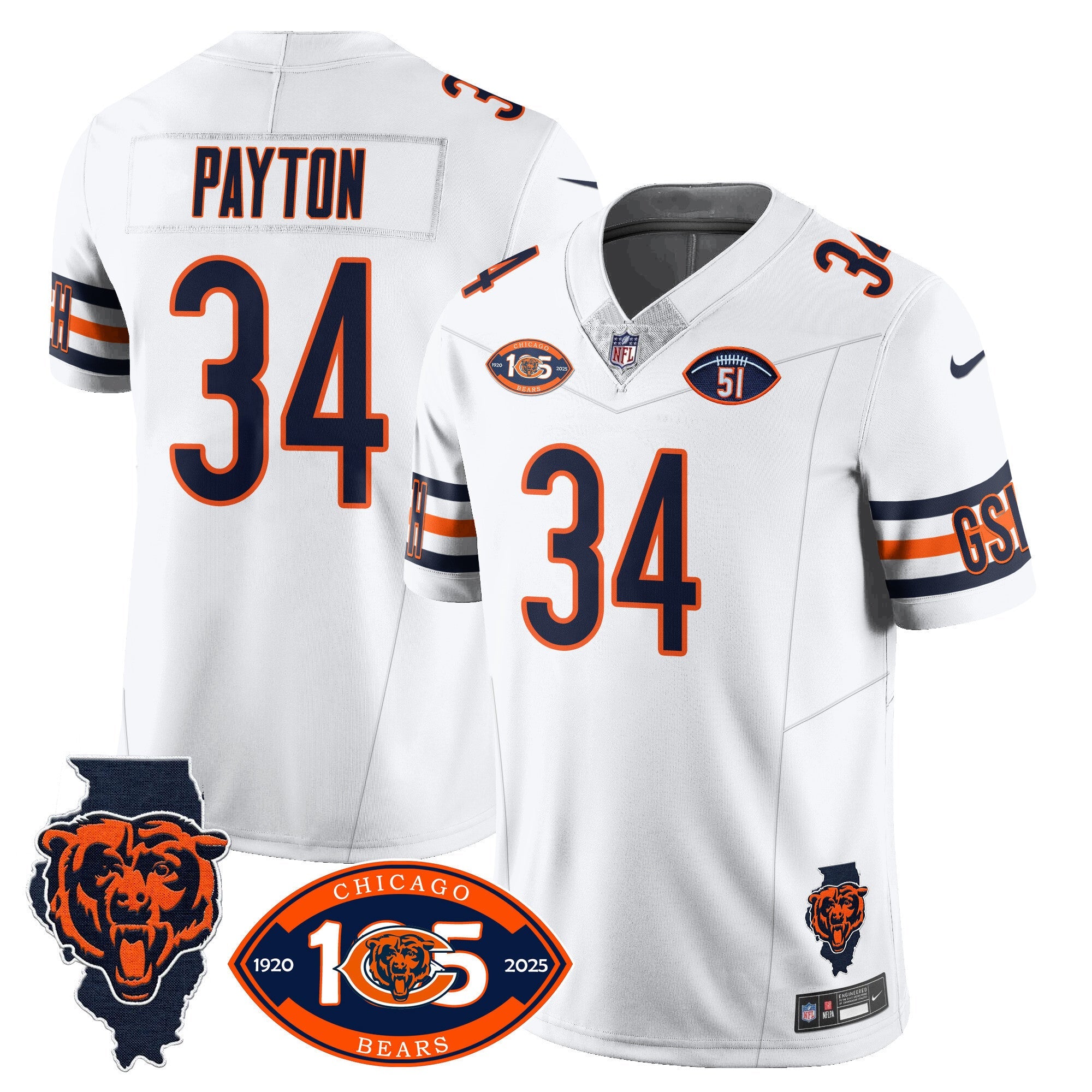 Men's Bears 1920-2025 The Bears Vapor Limited Jersey - All Stitched