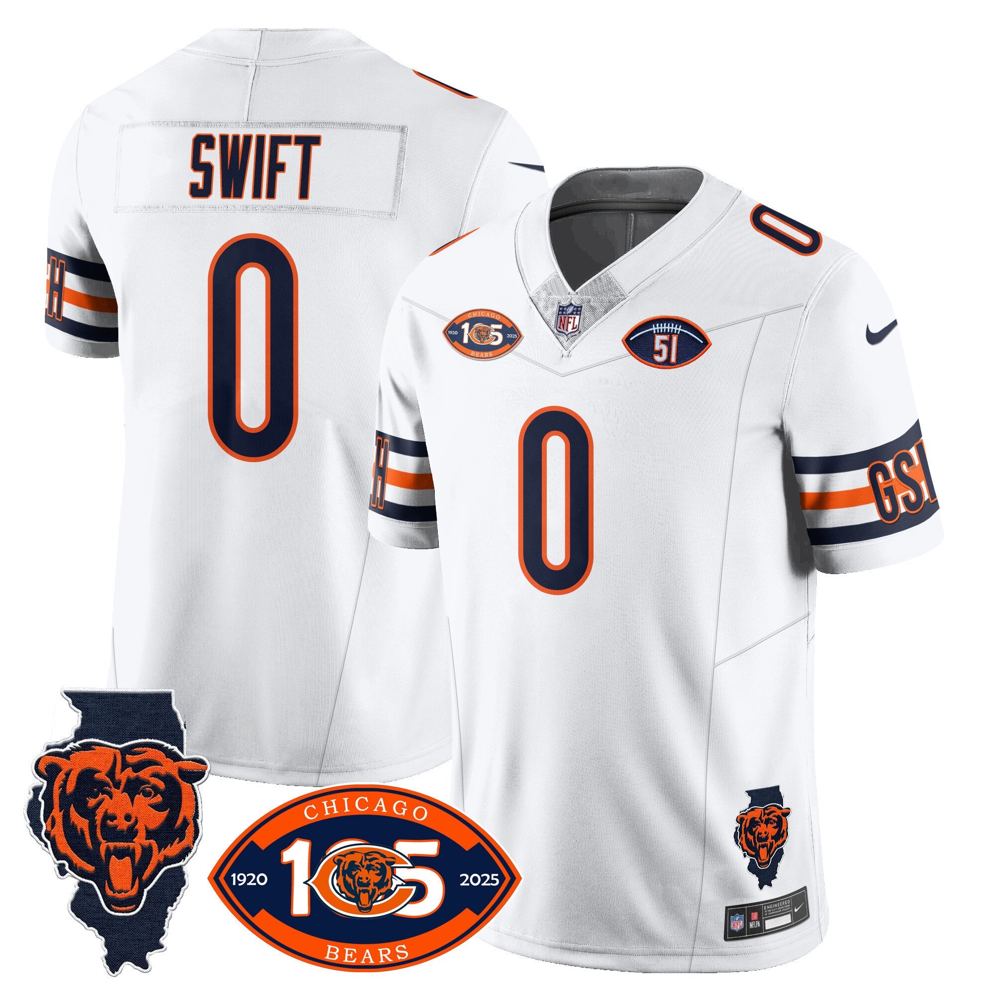 Men's Bears 1920-2025 The Bears Vapor Limited Jersey - All Stitched