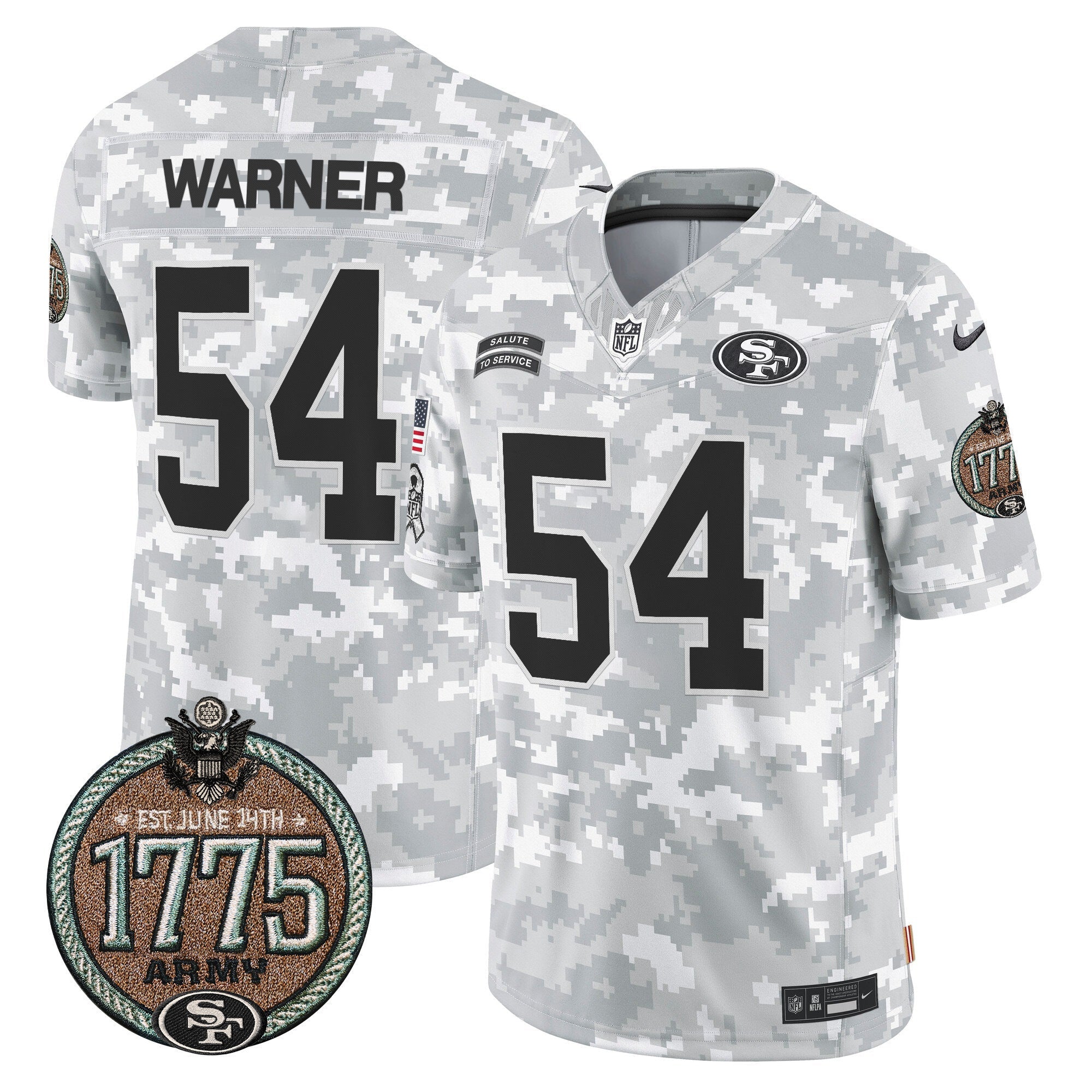 Men's 49ers 2024 Salute to Service Establishment Year Patch Vapor Limited Jersey - All Stitched