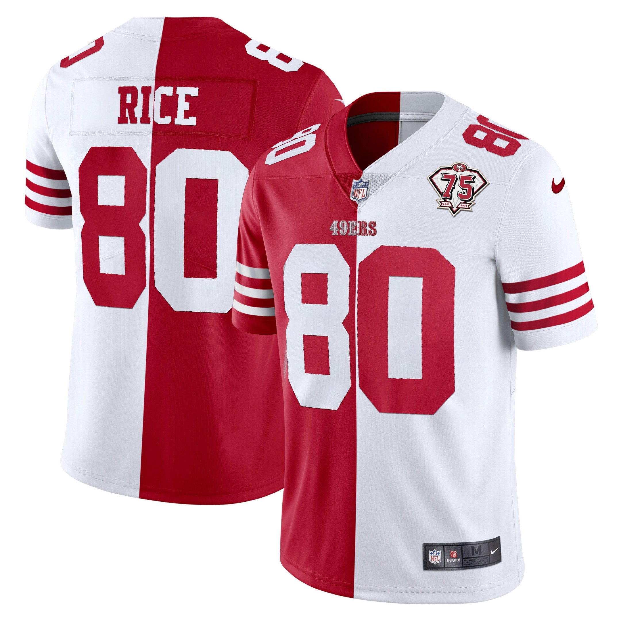 Men's 49ers 75th Anniversary Patch White Gold & Black Gold - All Stitched