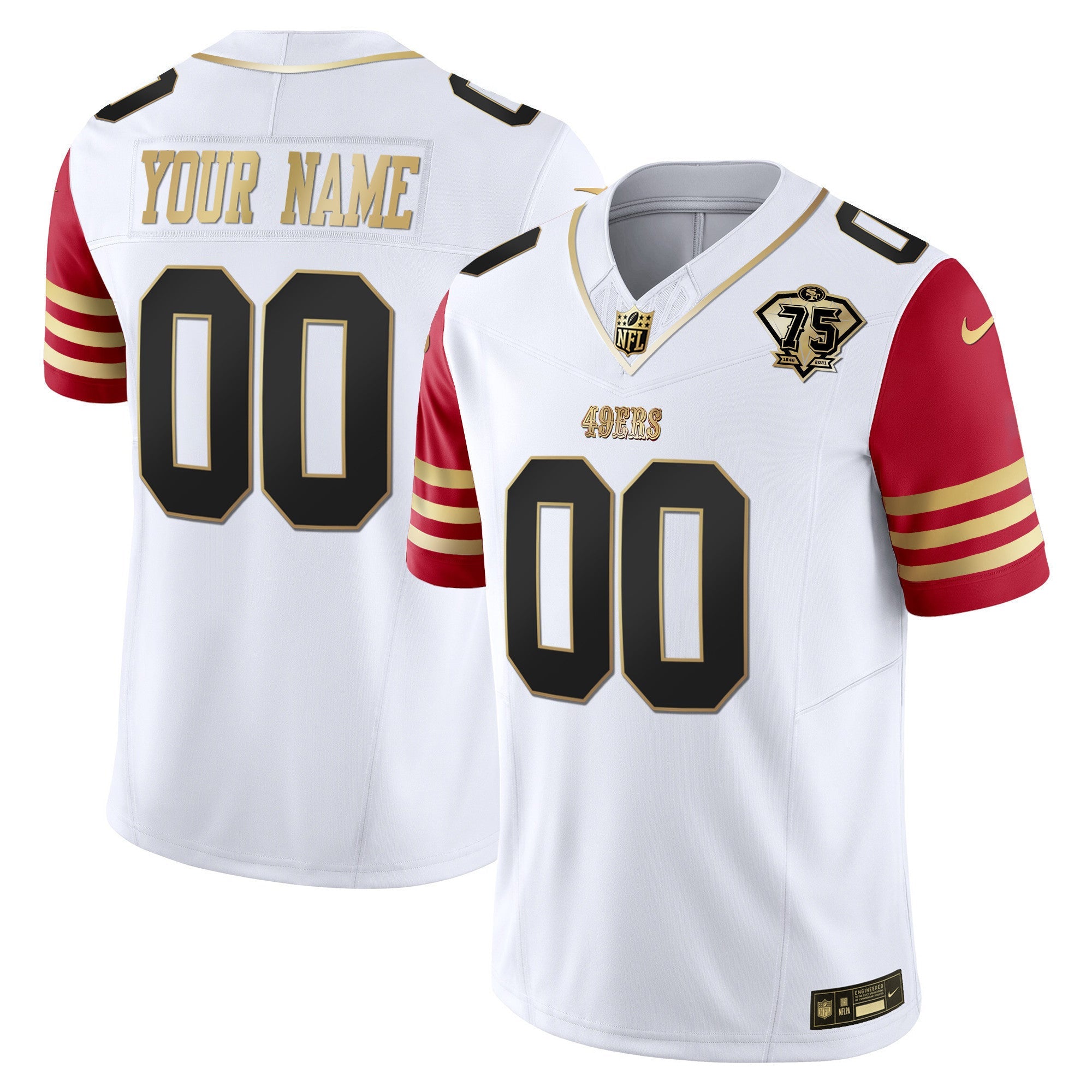 49ers 2023 Vapor Gold Limited Custom Jersey - All Stitched