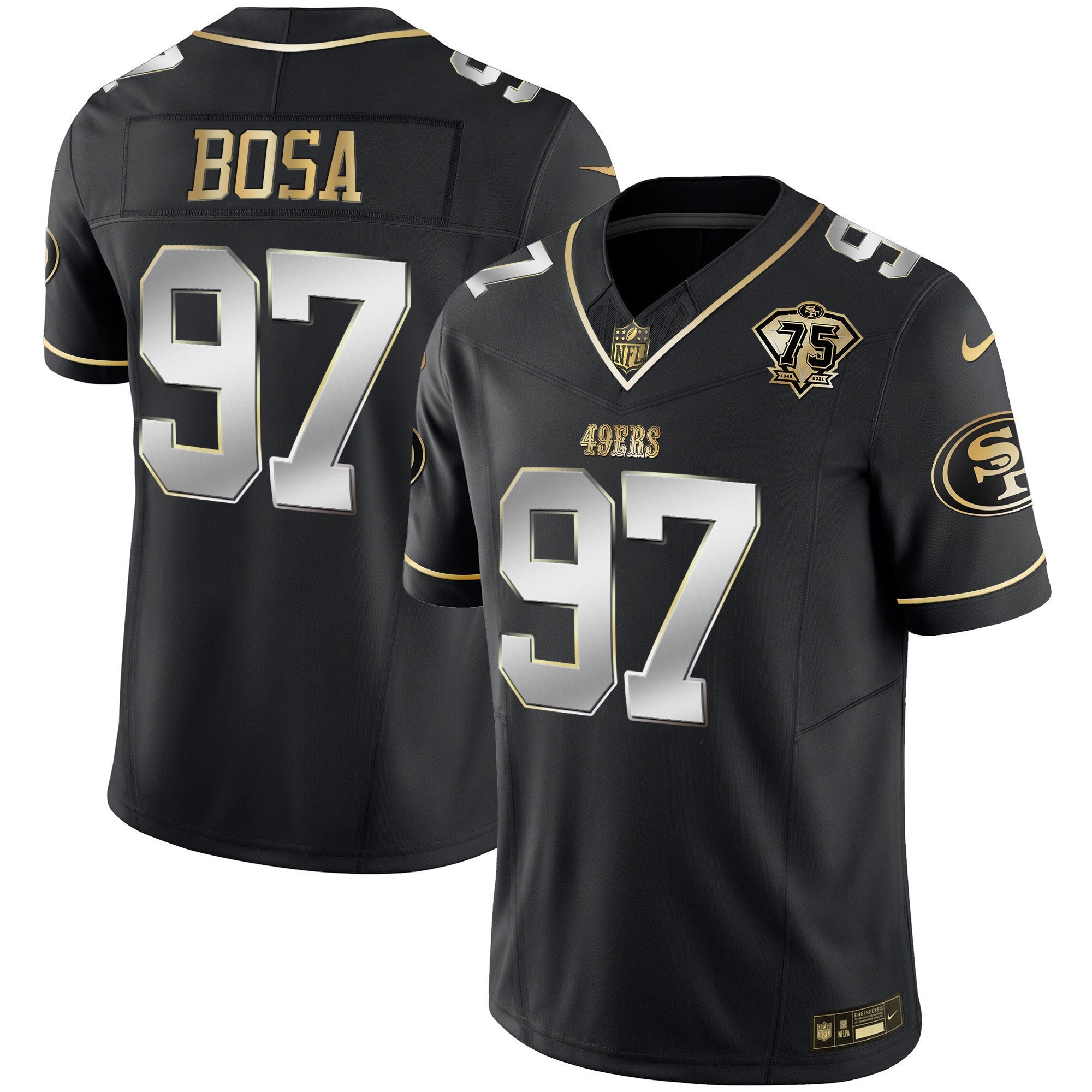 Men's 49ers 2023 Vapor Gold Limited Jersey - All Stitched