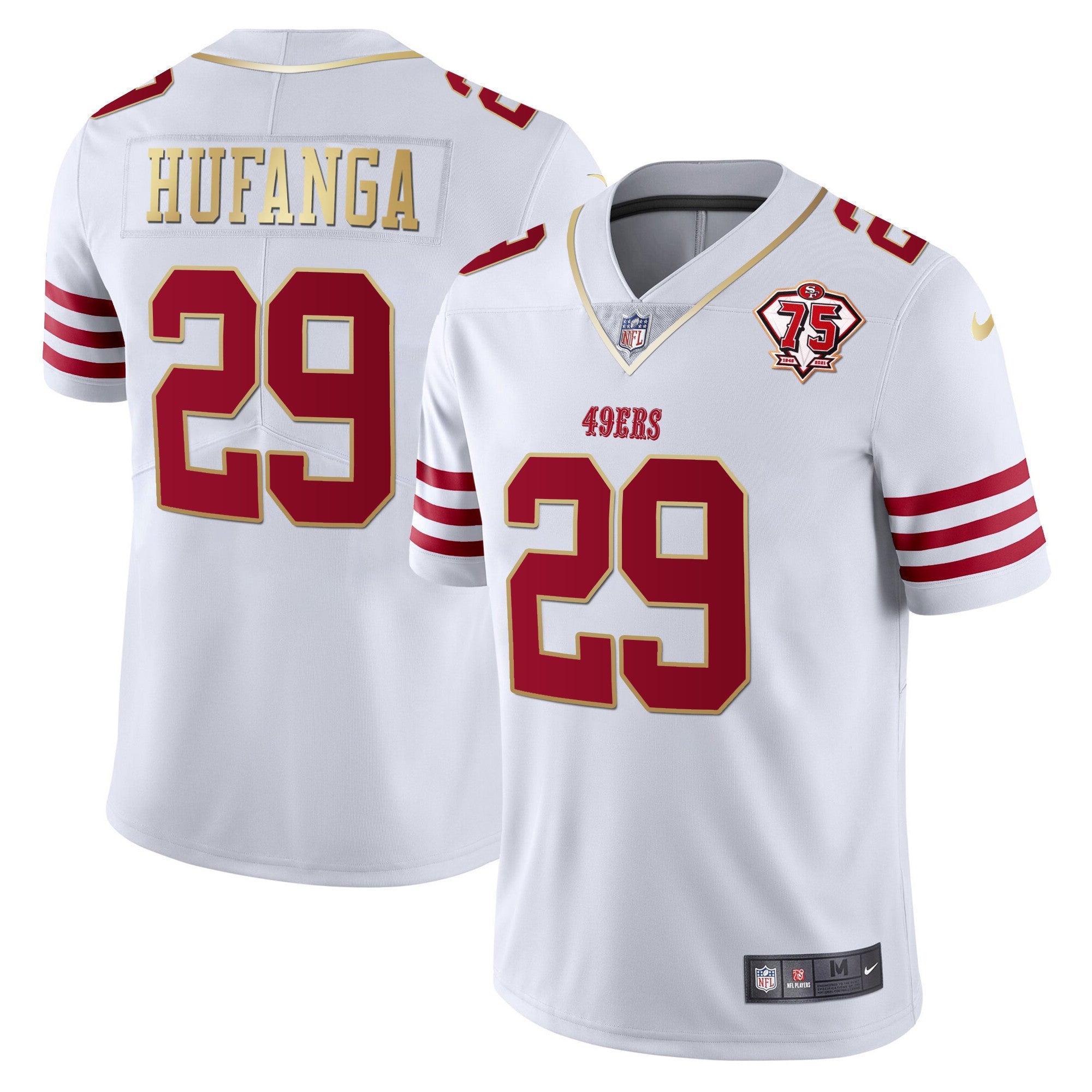 Men's 49ers 75th Anniversary Patch Vapor Gold Jersey Collection - All Stitched 1